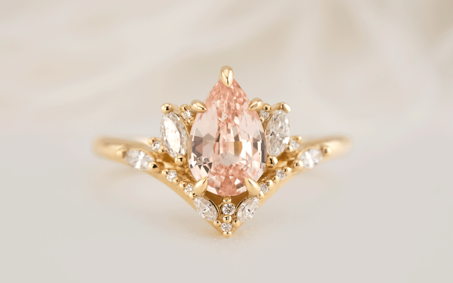 The Aurora Ring | 2.04 CT Pear Padparadscha Sapphire - Lavender Creek Gems