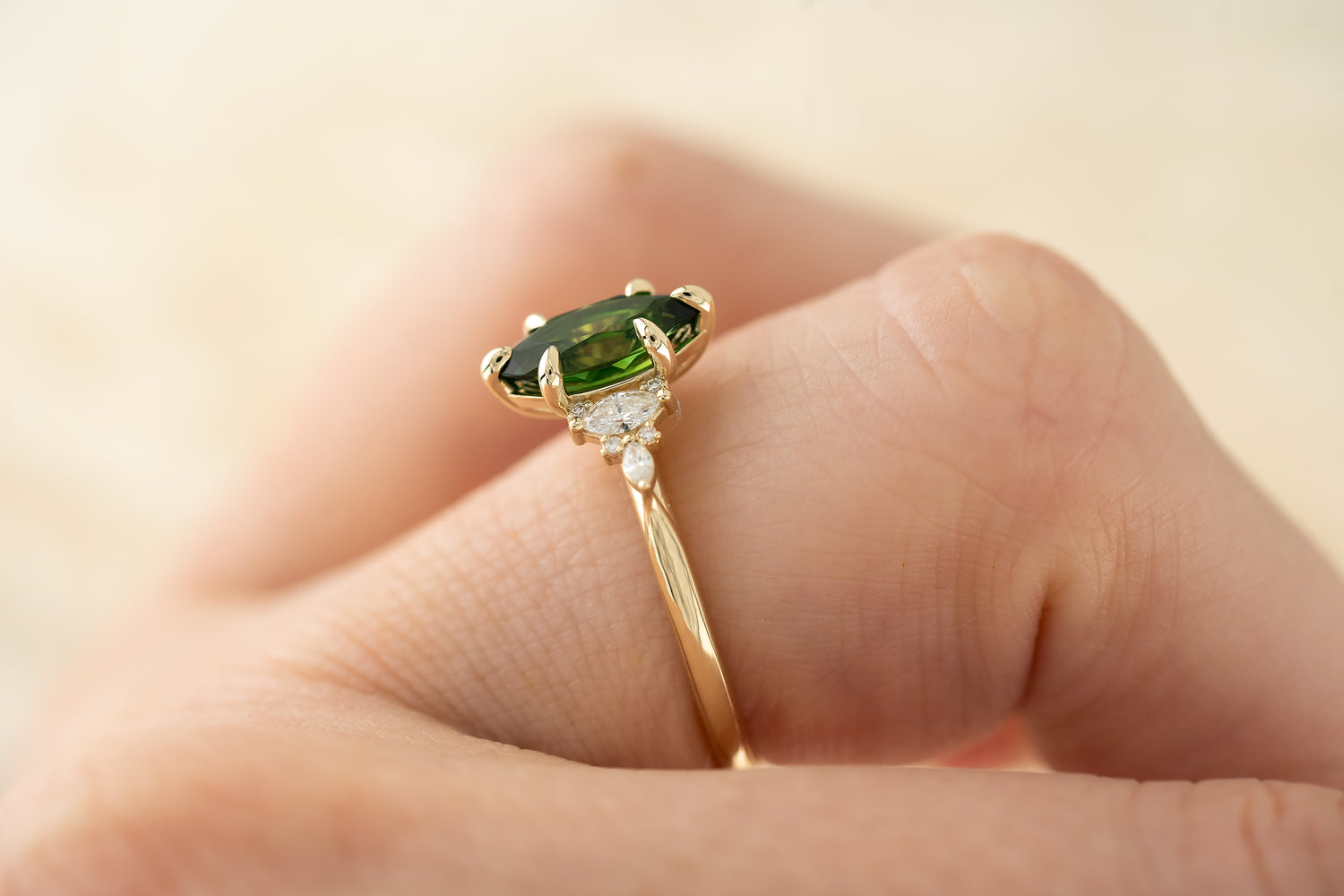 The Maeve 1 CT Marquise Chrome Tourmaline Ring - Lavender Creek Gems