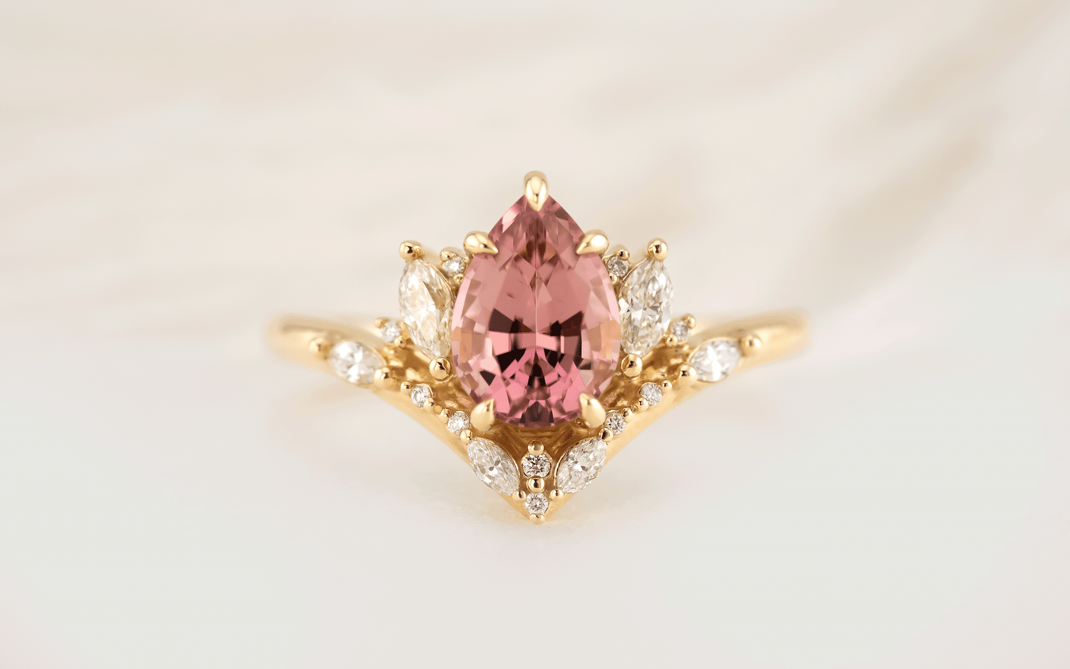 The Aurora Ring | 1.49 CT Pear Pink Tourmaline - Lavender Creek Gems
