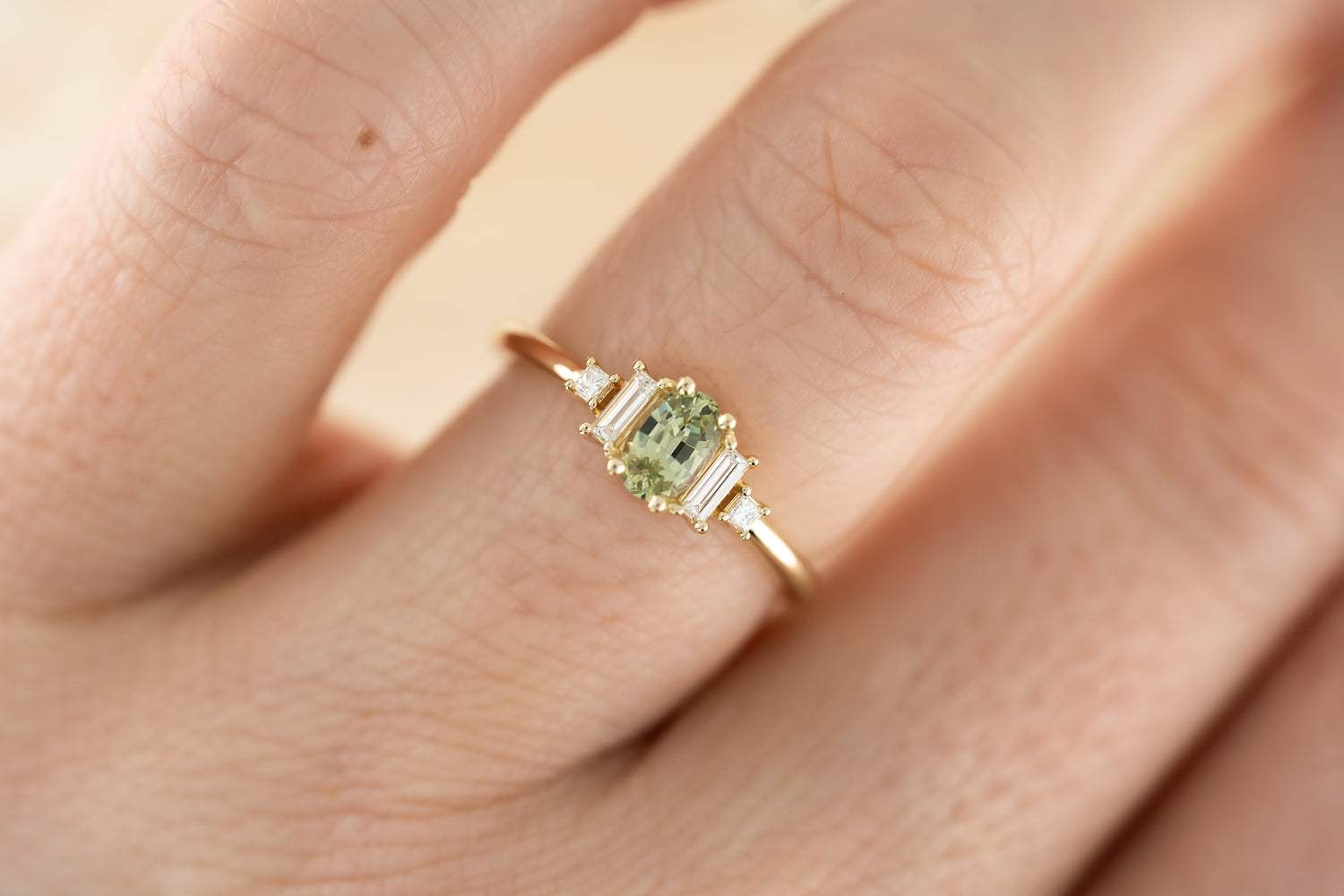 The Mira 0.53 CT Oval Cut Mint Green Sapphire Ring - Lavender Creek Gems