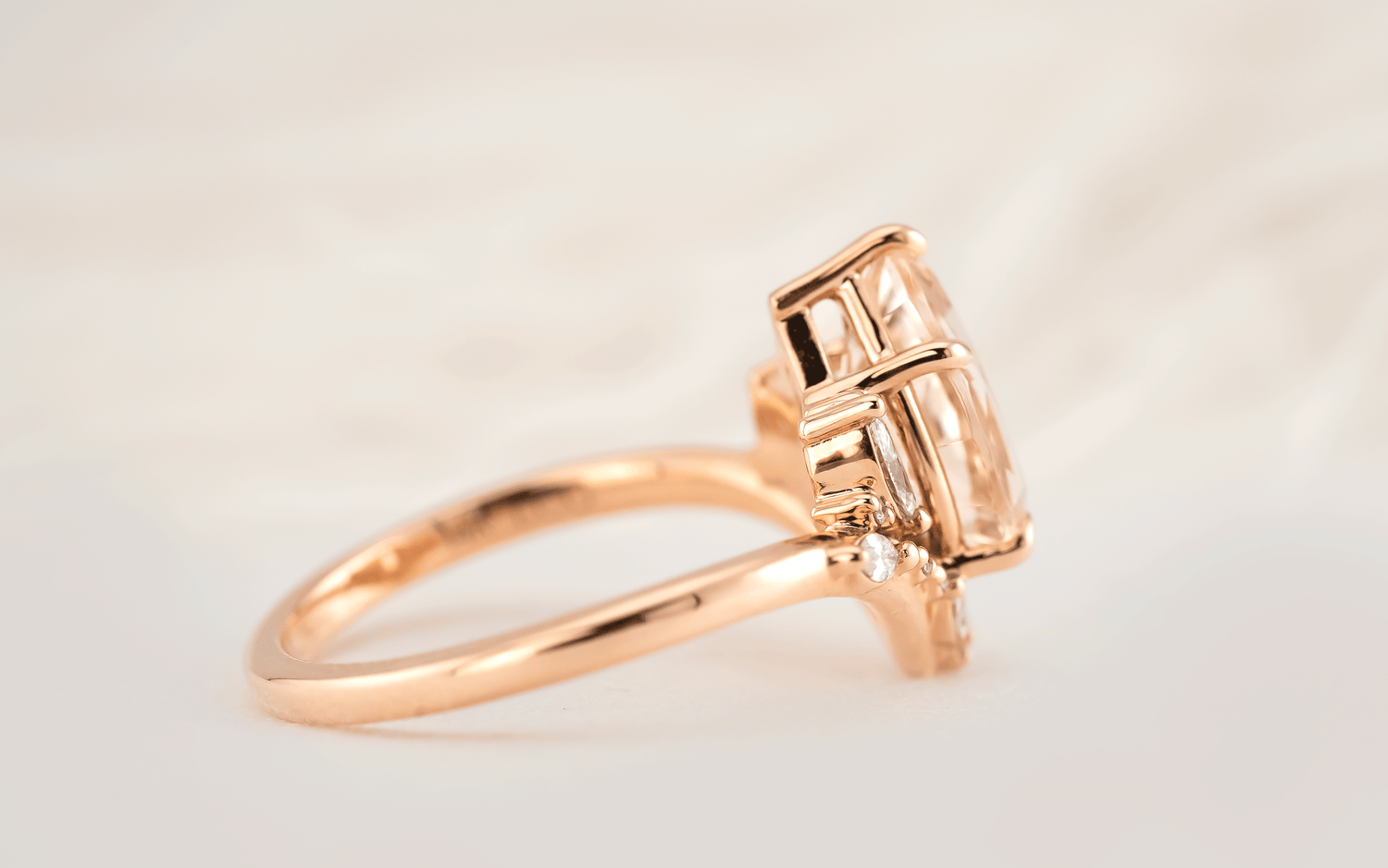 The Aurora Ring | 1.72 CT Pear Morganite - Lavender Creek Gems