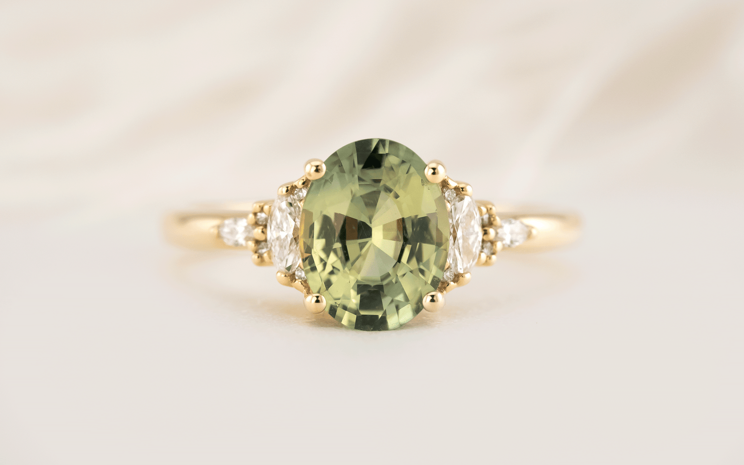 The Low Maeve Ring | 2.11 CT Oval Teal Green Sapphire - Lavender Creek Gems