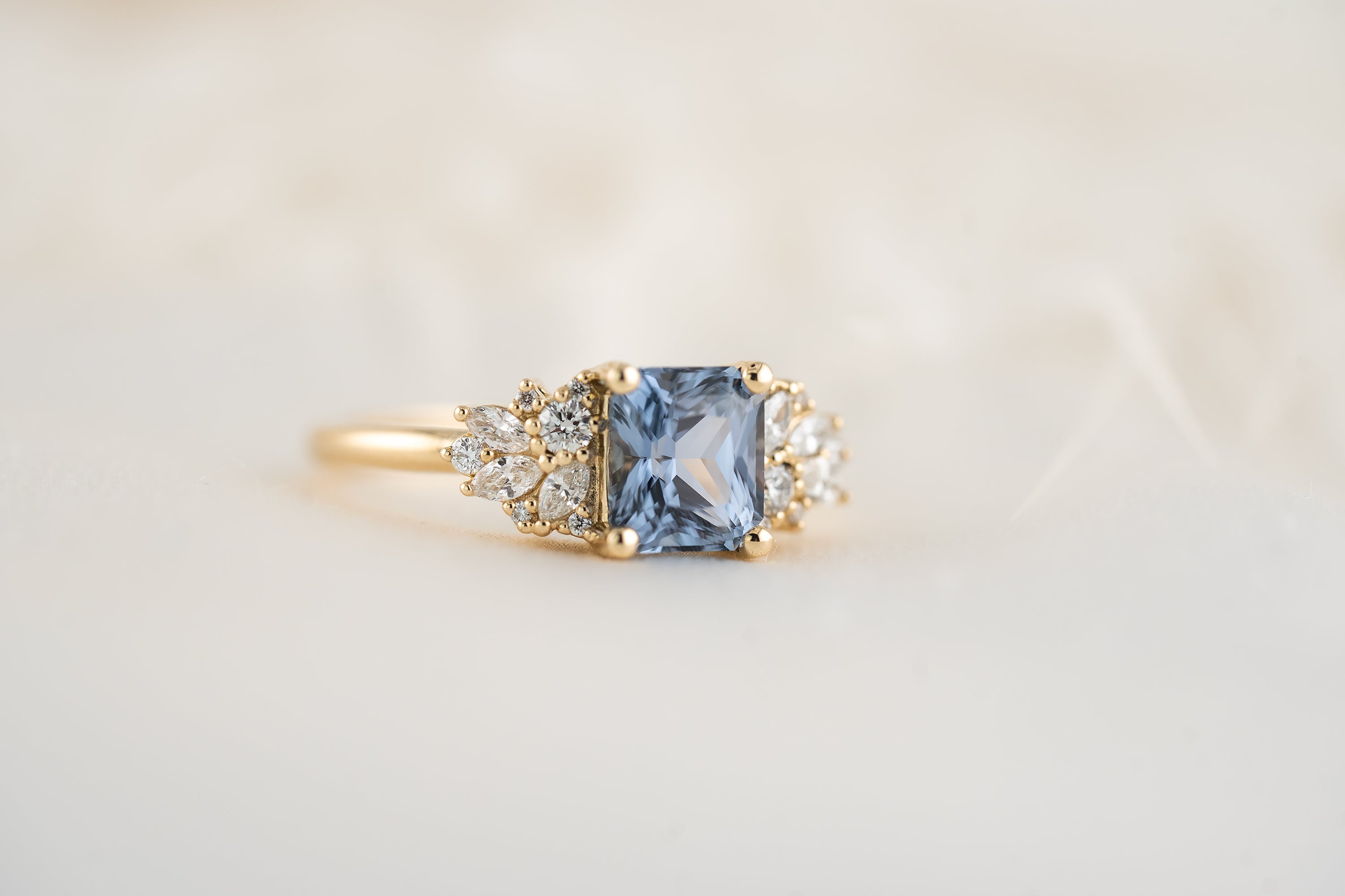 The Rosalie Ring | 1.69CT Square Radiant Blue Sapphire - Lavender Creek Gems