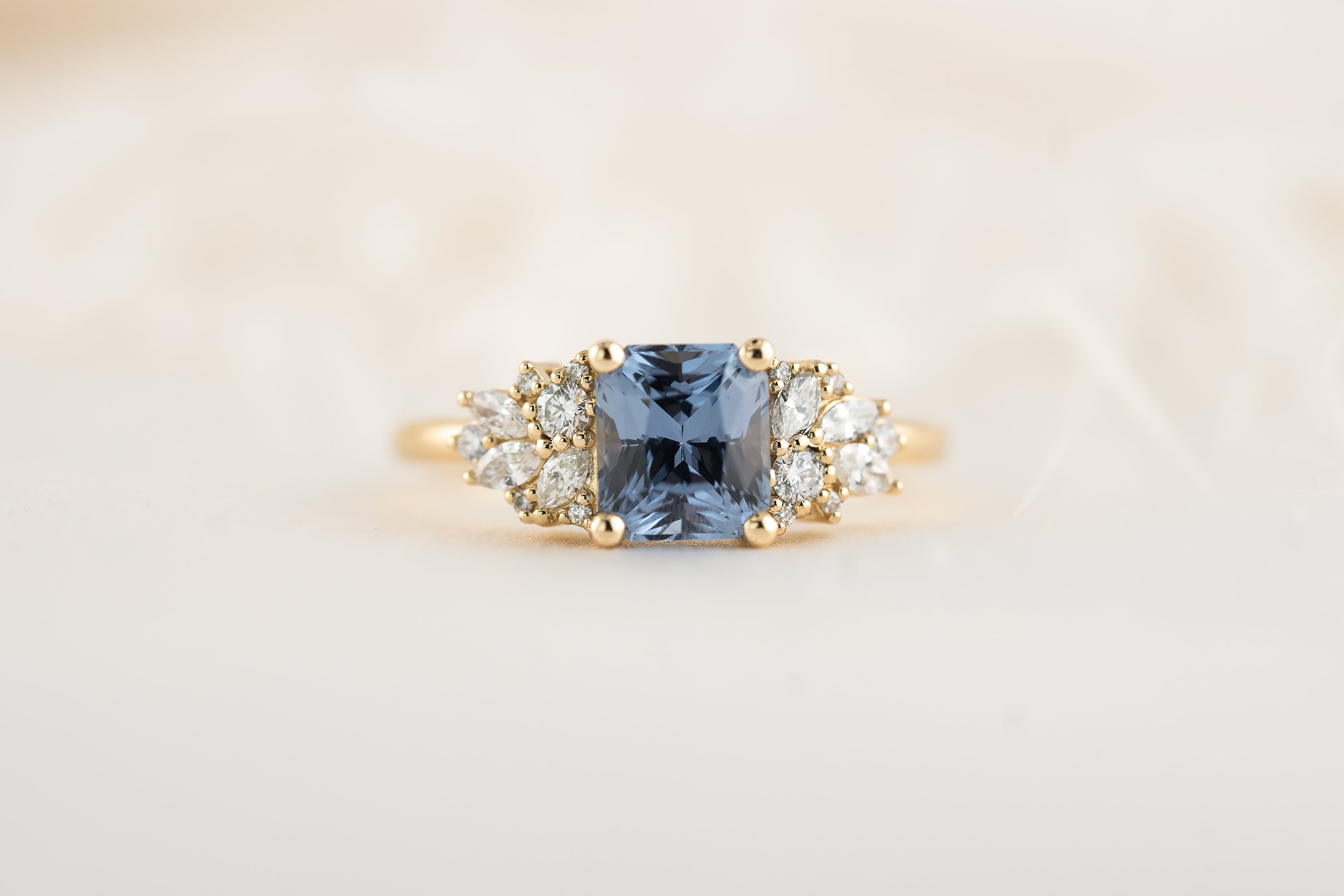 The Rosalie Ring | 1.69CT Square Radiant Blue Sapphire - Lavender Creek Gems