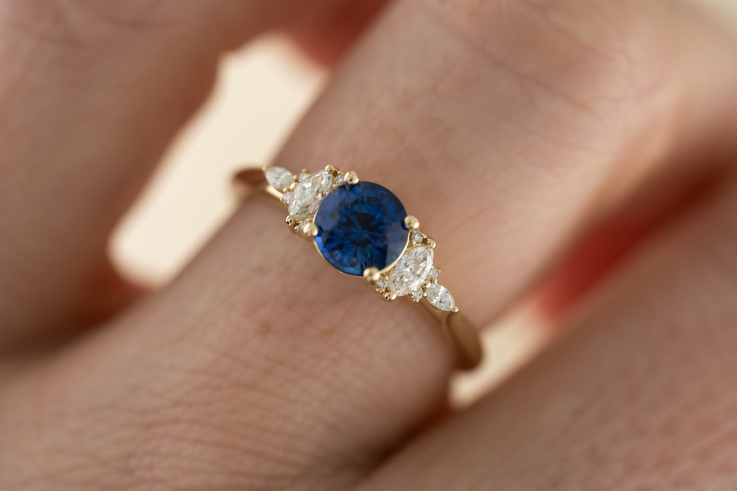 The Maeve 1 CT Round Royal Blue Sapphire Ring - Lavender Creek Gems