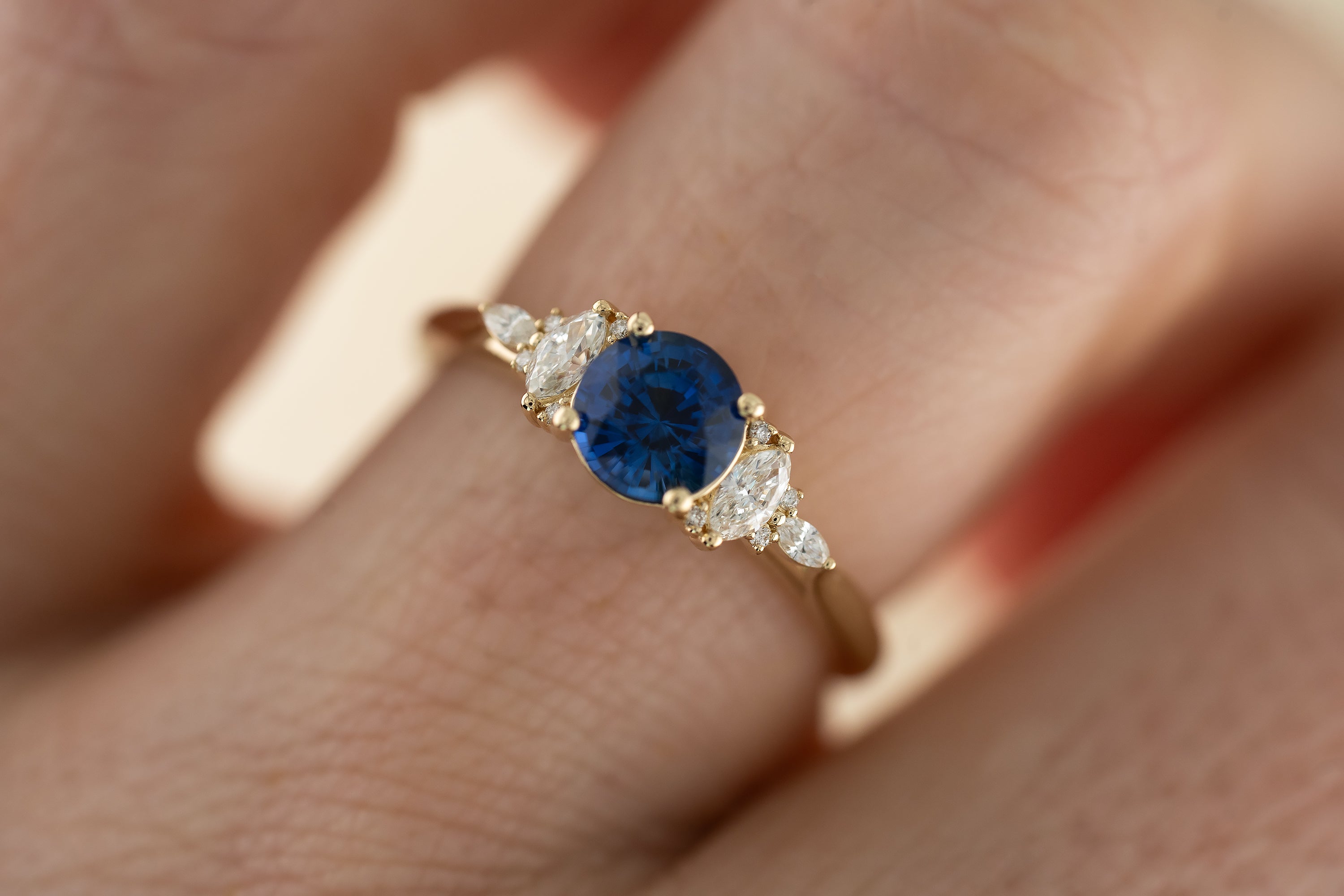 The Maeve 1 CT Round Royal Blue Sapphire Ring - Lavender Creek Gems