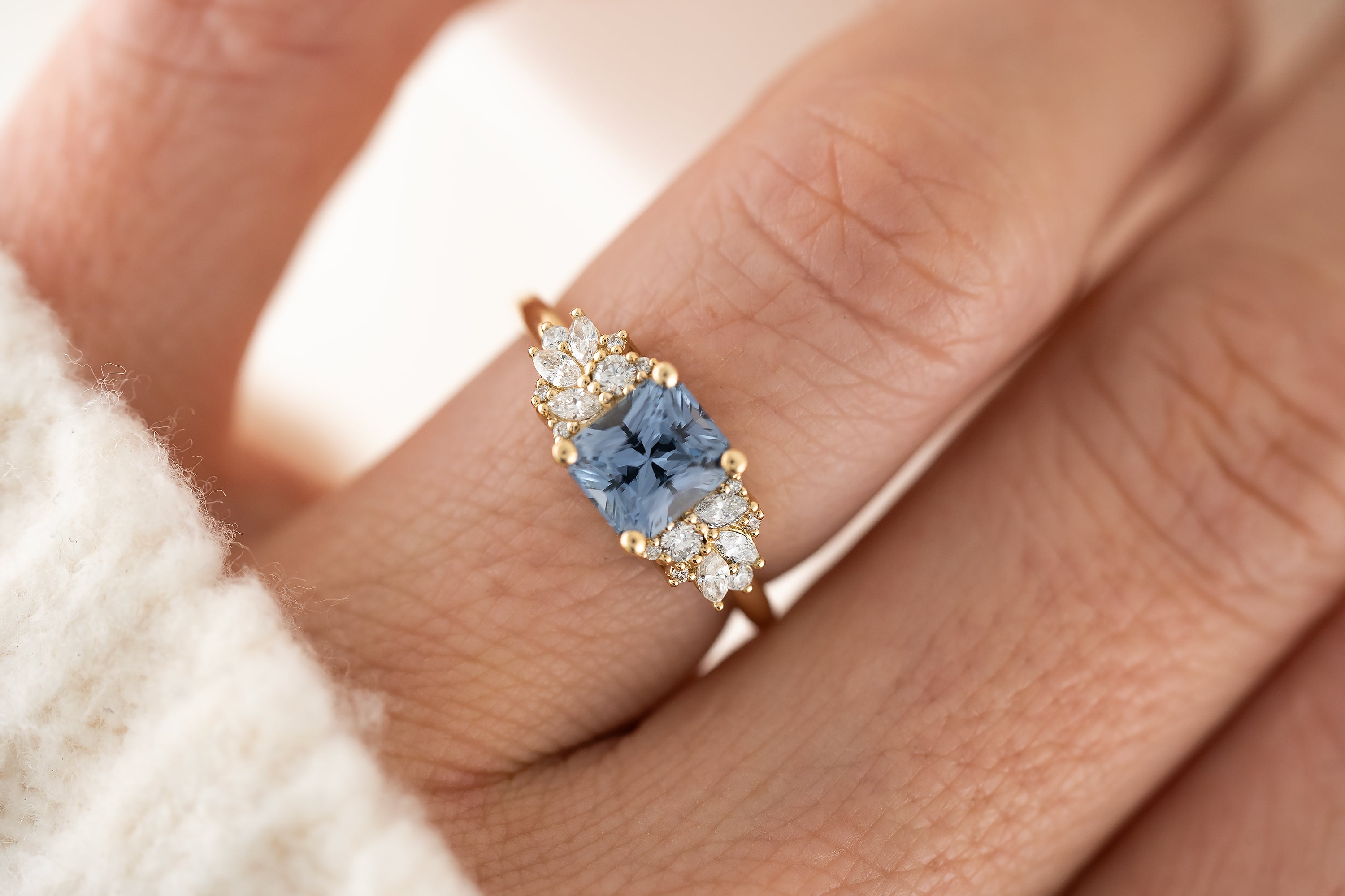 The Rosalie Ring | 1.69CT Square Radiant Blue Sapphire - Lavender Creek Gems