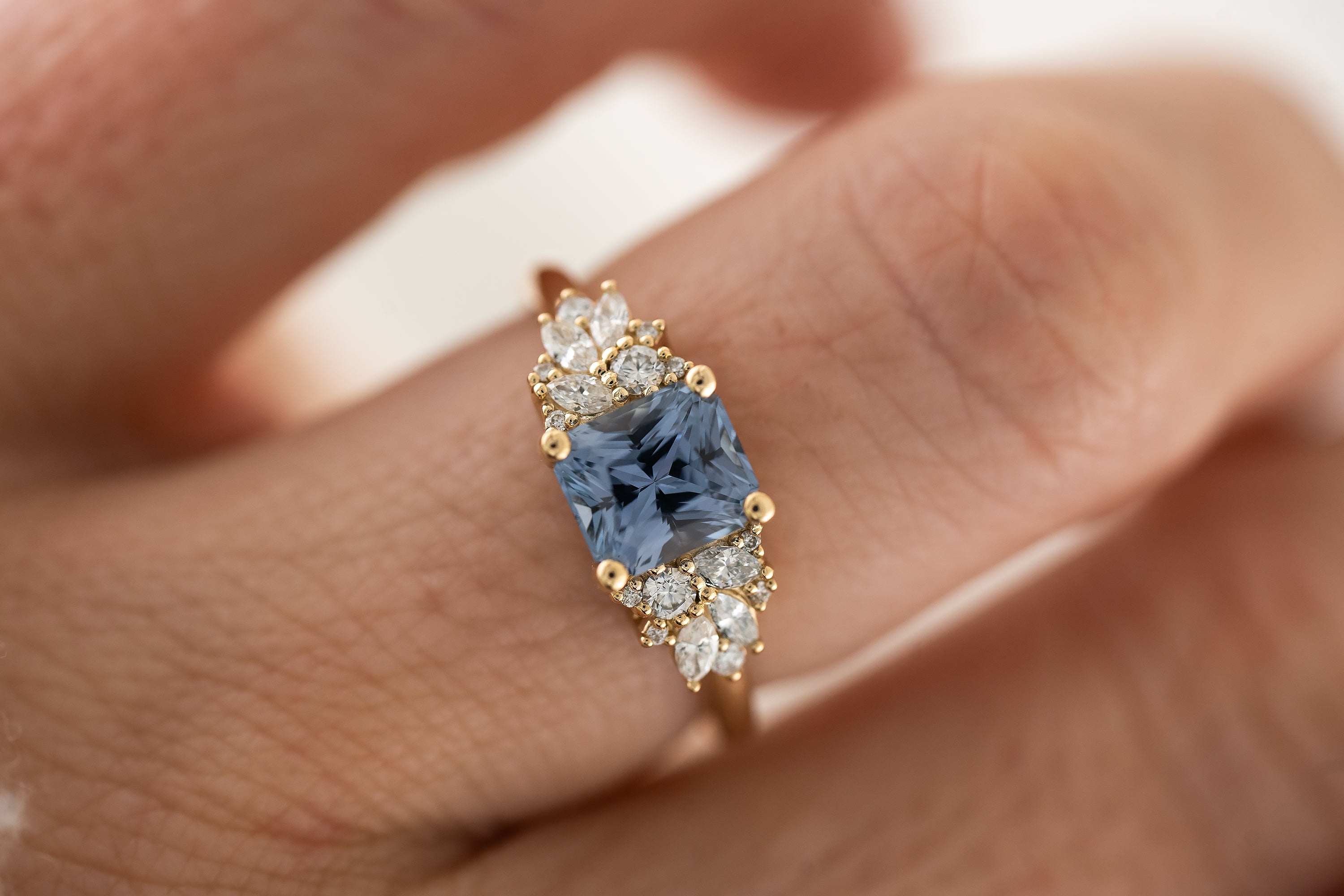 The Rosalie Ring | 1.69CT Square Radiant Blue Sapphire - Lavender Creek Gems