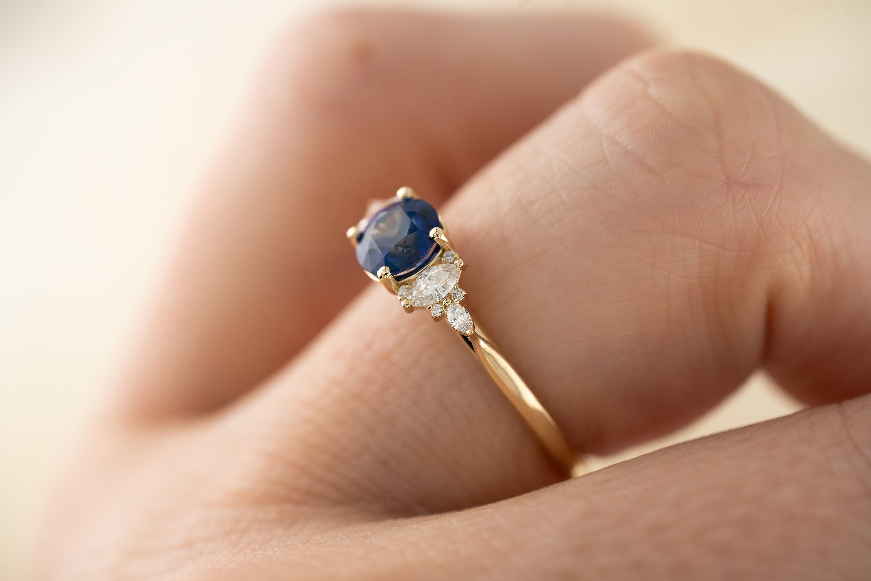 The Maeve 1 CT Round Royal Blue Sapphire Ring - Lavender Creek Gems