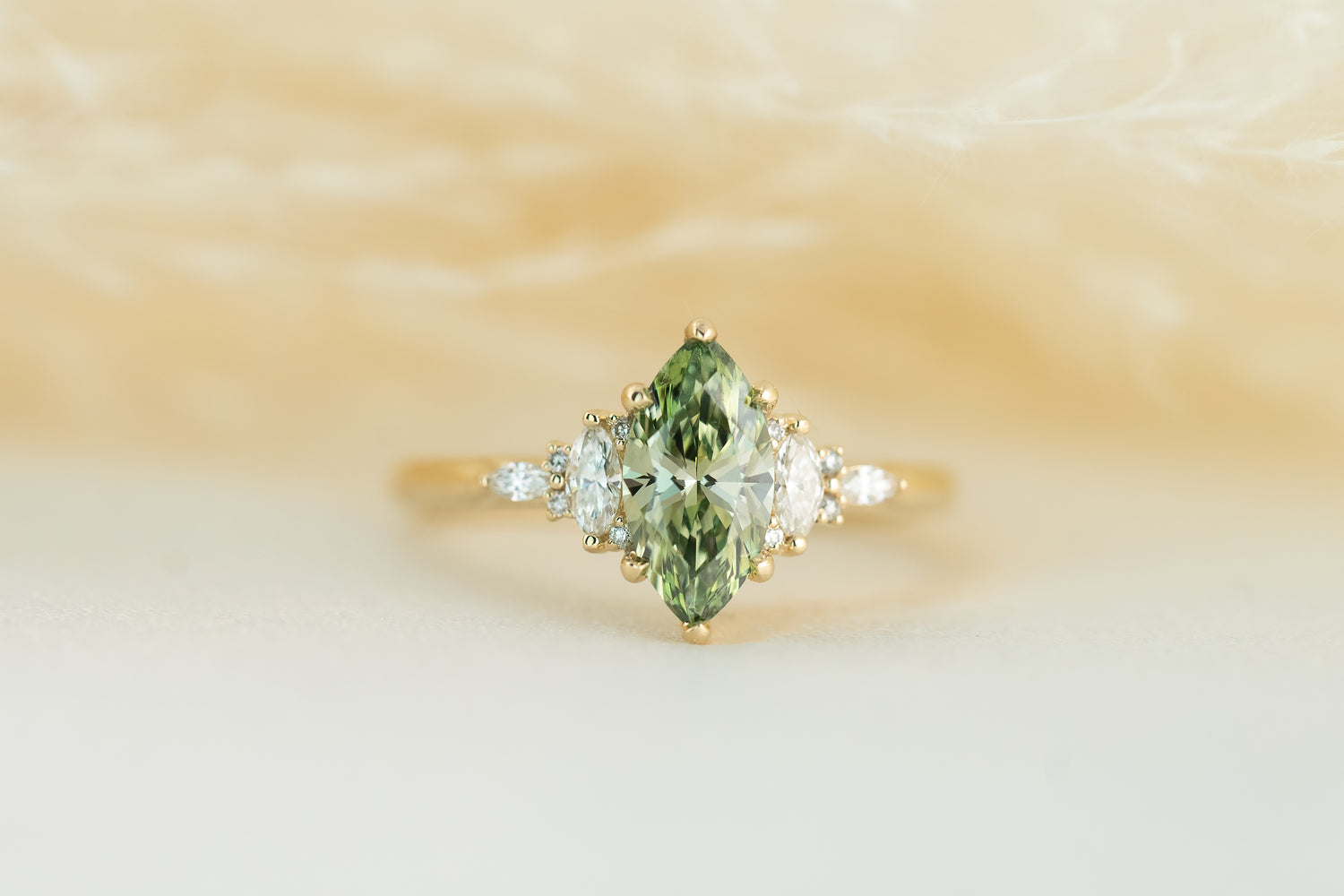 The Maeve 1 CT Marquise Green Lab Diamond Ring - Lavender Creek Gems