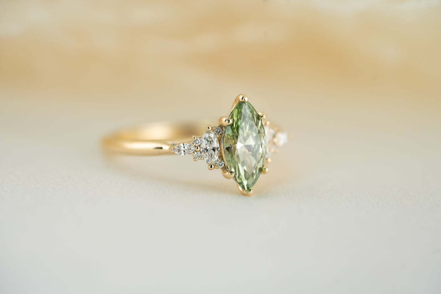 The Maeve 1 CT Marquise Green Lab Diamond Ring - Lavender Creek Gems