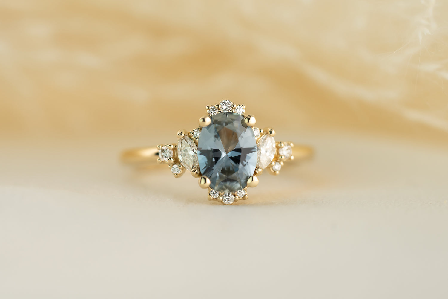 The Naevia 1.15 CT Oval Light Blue Sapphire Ring - Lavender Creek Gems