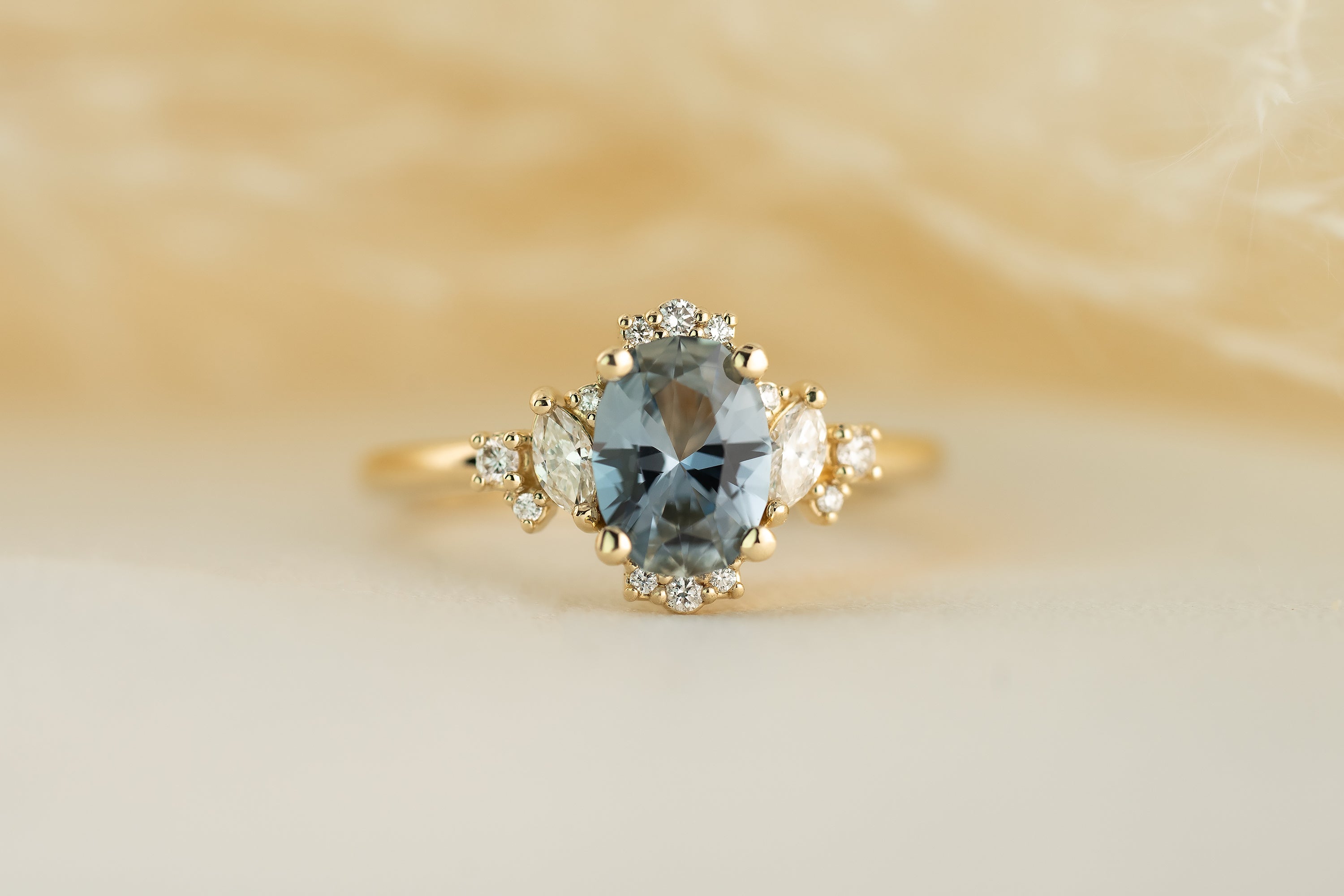 The Naevia 1.15 CT Oval Light Blue Sapphire Ring - Lavender Creek Gems
