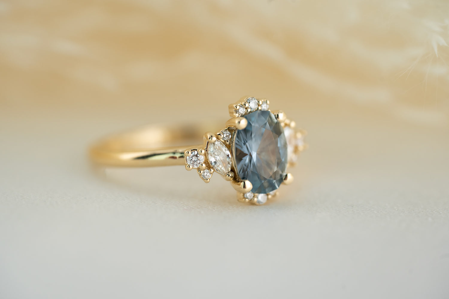 The Naevia 1.15 CT Oval Light Blue Sapphire Ring - Lavender Creek Gems