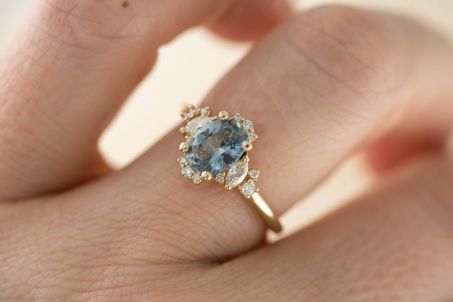 The Naevia 1.15 CT Oval Light Blue Sapphire Ring - Lavender Creek Gems