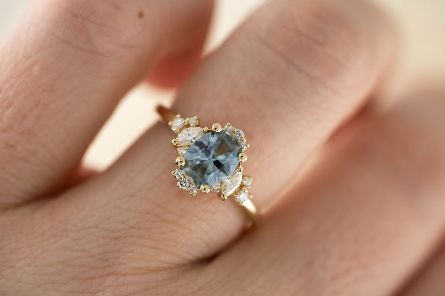 The Naevia 1.15 CT Oval Light Blue Sapphire Ring - Lavender Creek Gems