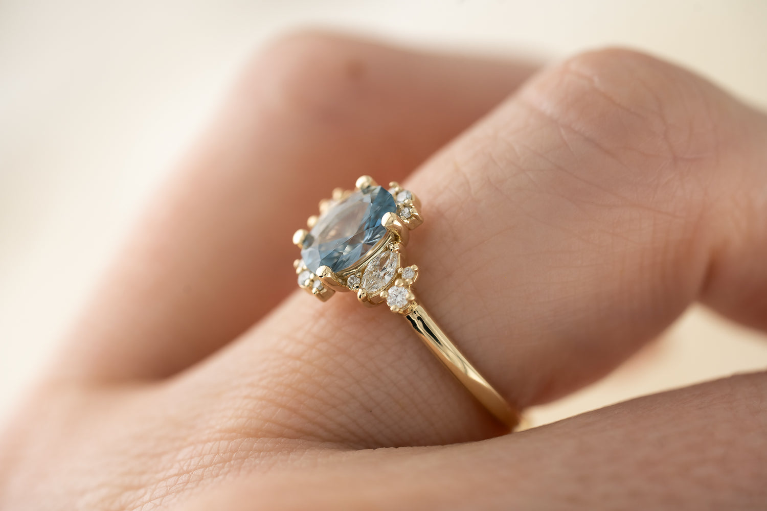 The Naevia 1.15 CT Oval Light Blue Sapphire Ring - Lavender Creek Gems