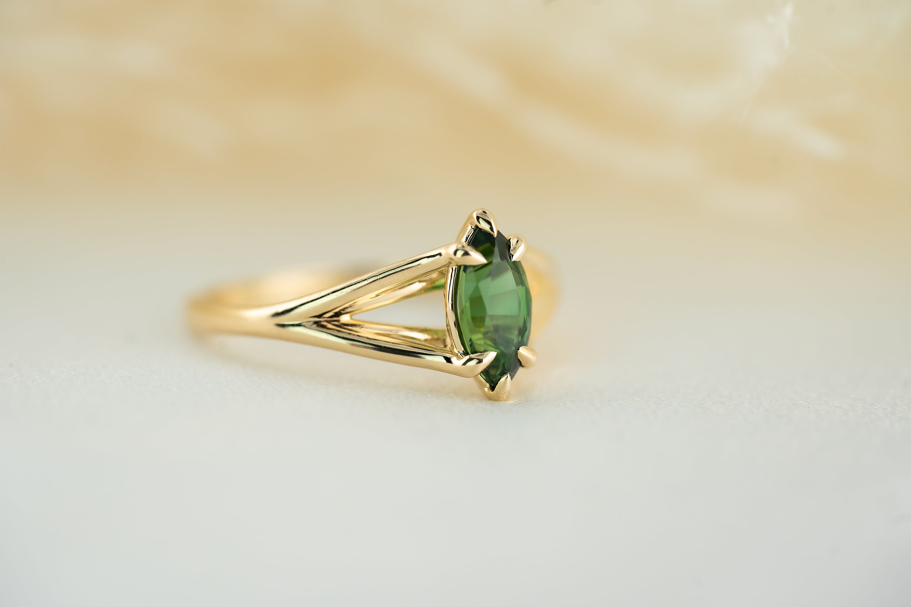 The Weaver Ring - 0.78 CT Marquise Chrome Tourmaline - Lavender Creek Gems