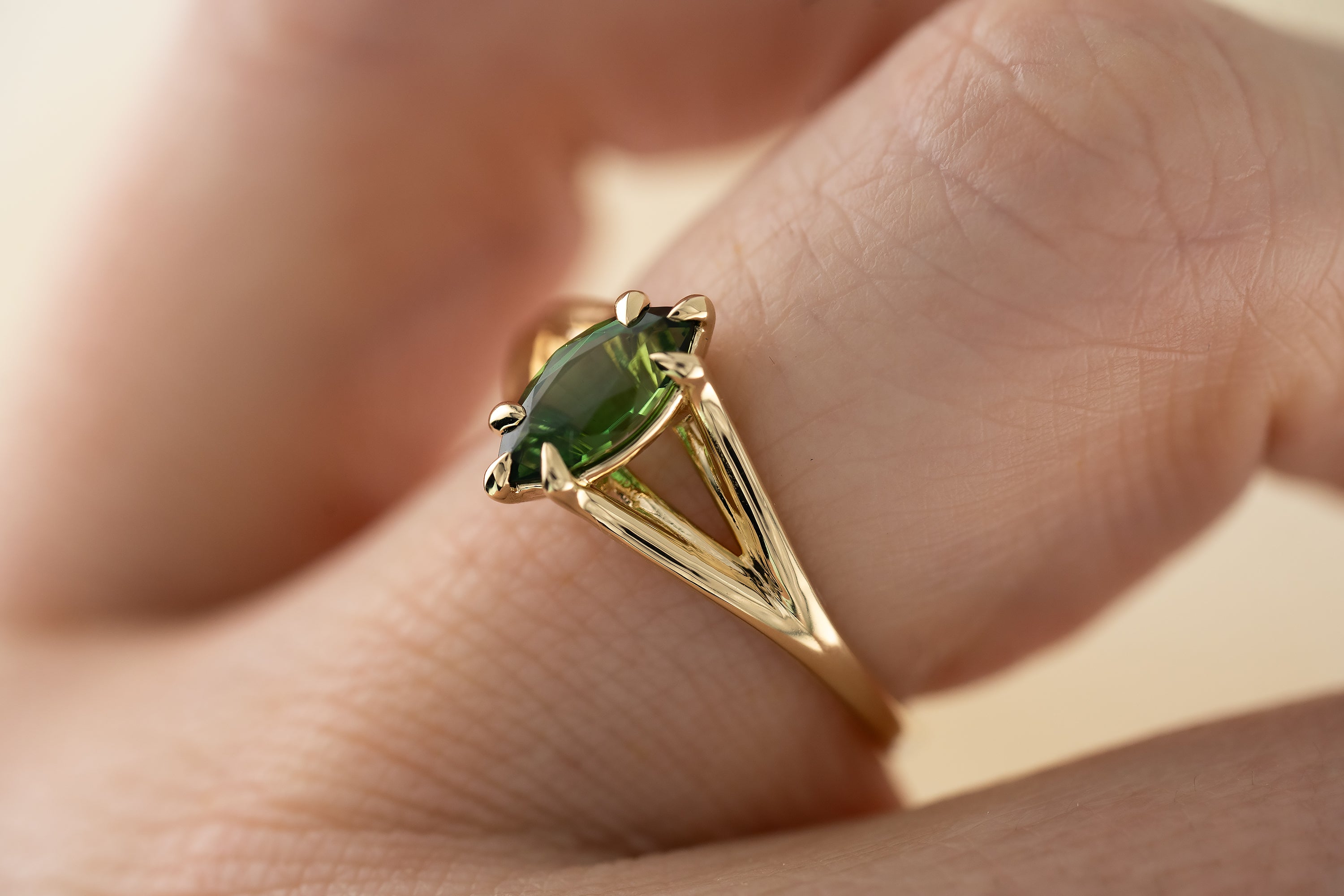 The Weaver Ring - 0.78 CT Marquise Chrome Tourmaline - Lavender Creek Gems