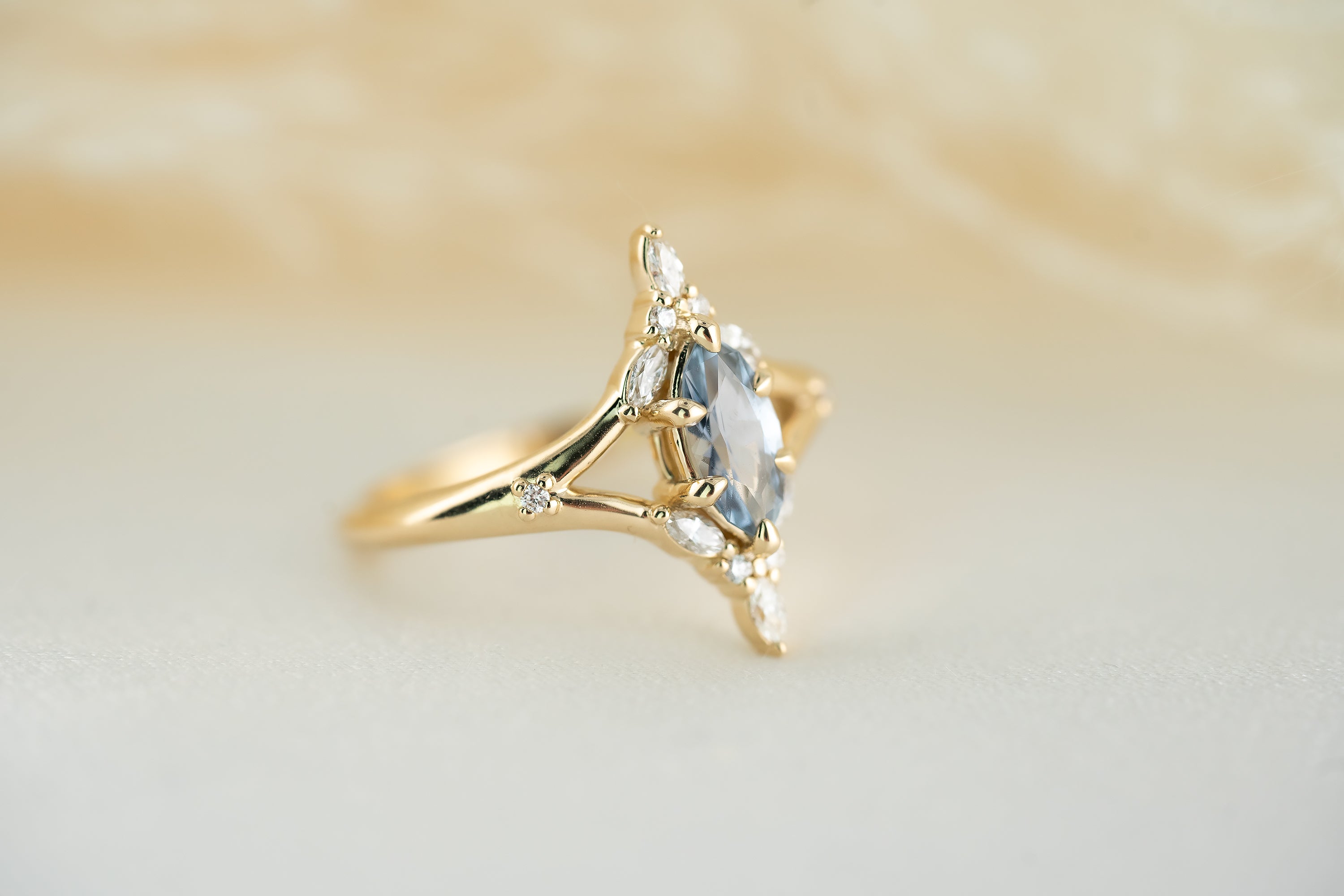 The Croía 0.64 CT Pastel Purple Marquise Sapphire Ring - Lavender Creek Gems