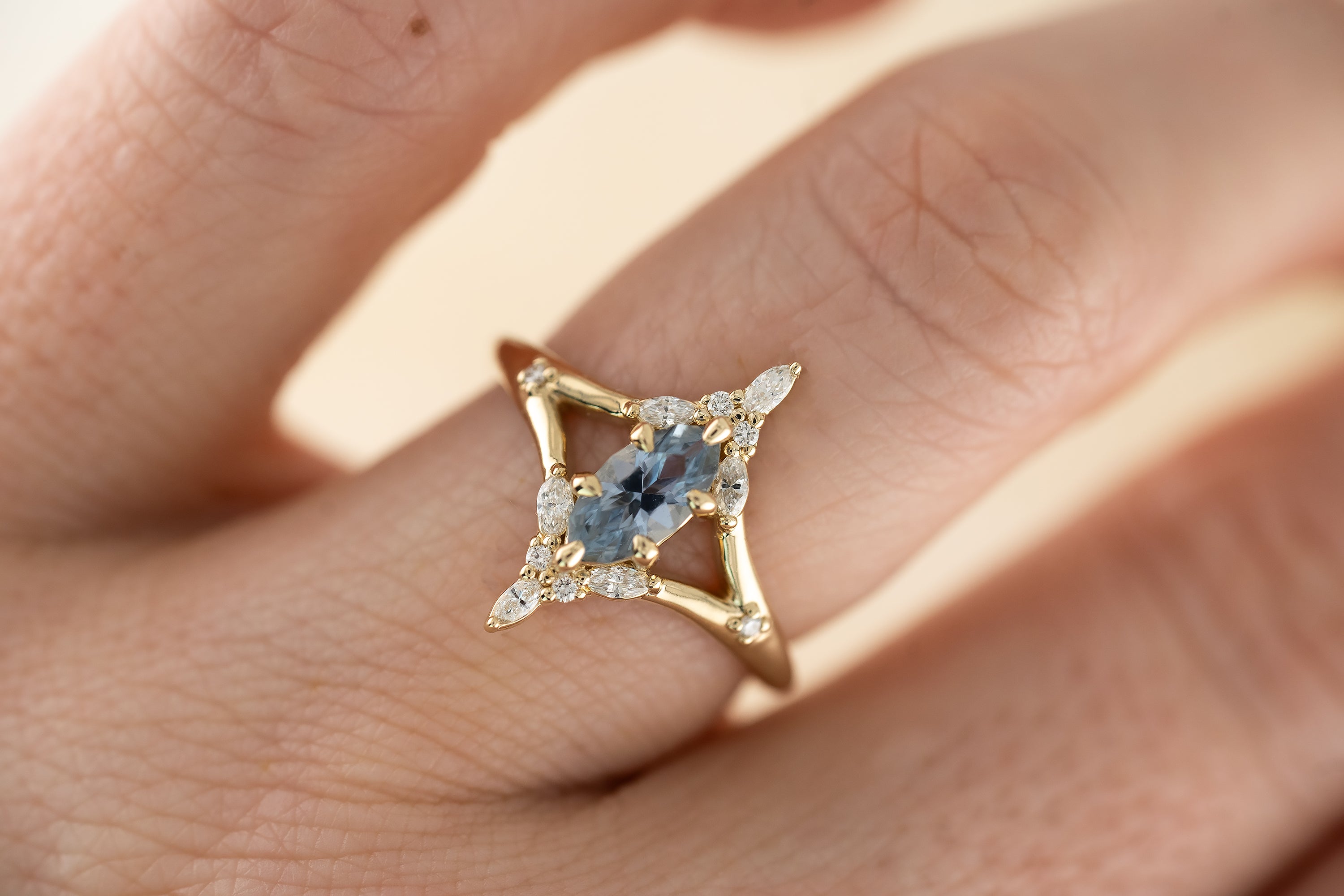 The Croía 0.64 CT Pastel Purple Marquise Sapphire Ring - Lavender Creek Gems