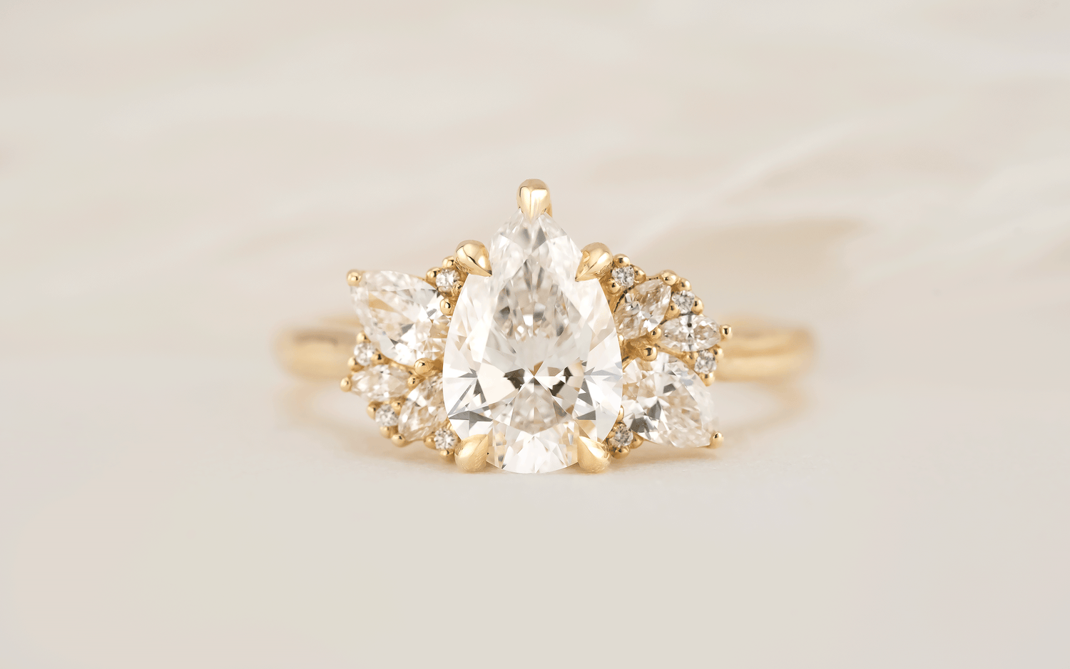 The All Diamond Fleur Ring | Pear Diamond - Lavender Creek Gems