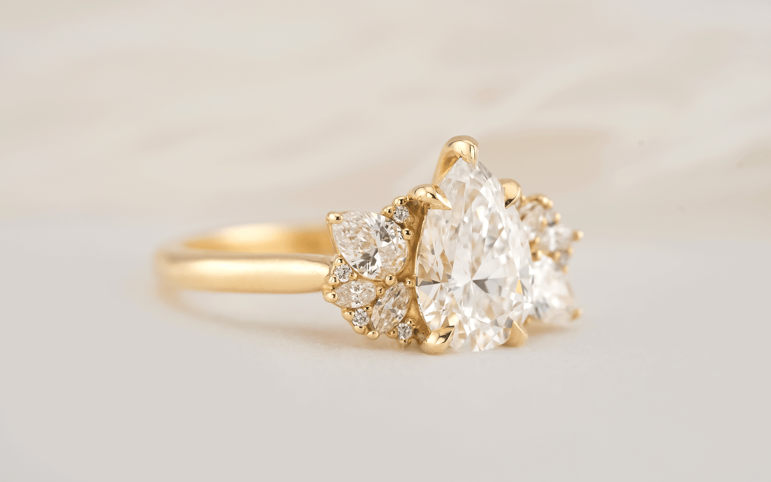 The All Diamond Fleur Ring | Pear Diamond - Lavender Creek Gems