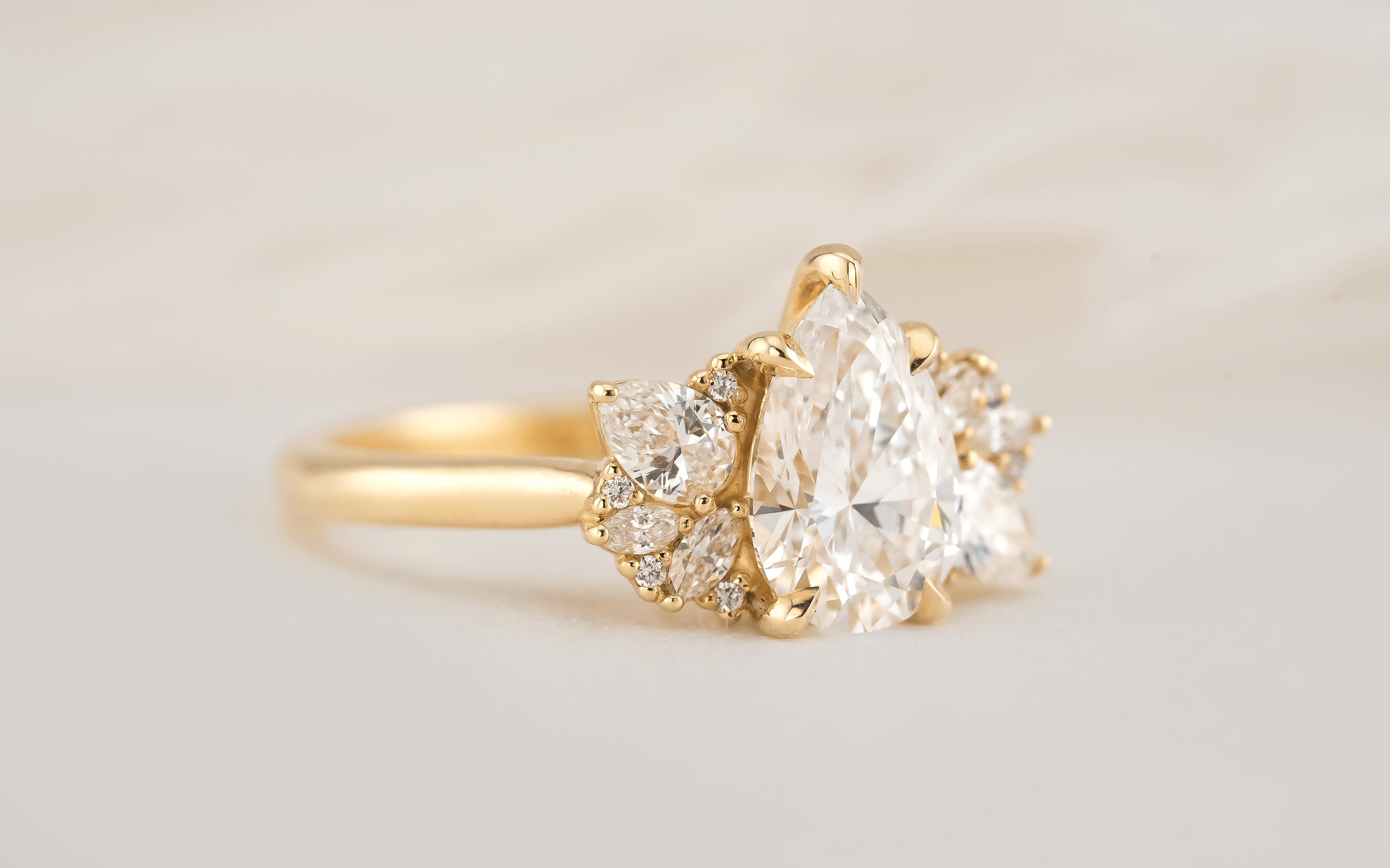 The All Diamond Fleur Ring | Pear Diamond - Lavender Creek Gems