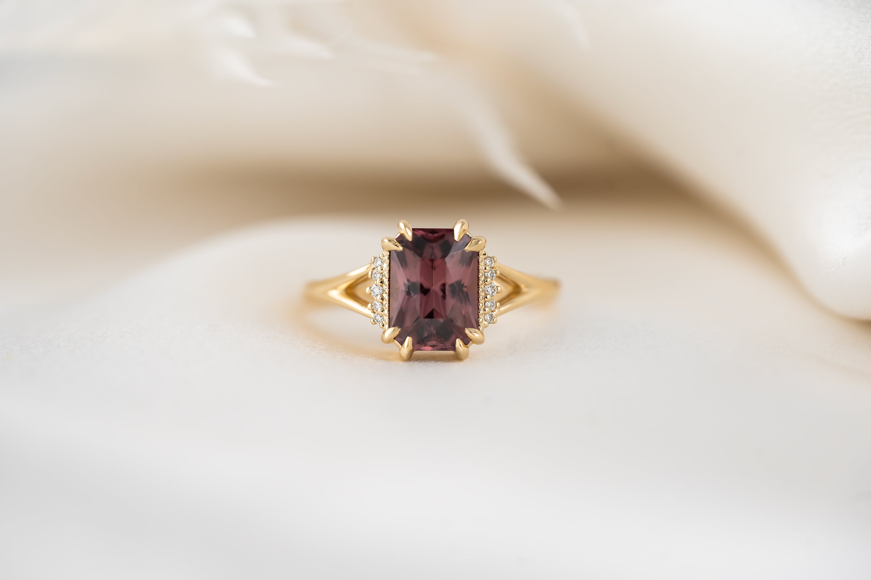 The Serendipity Ring | 2.99 CT Radiant Red Zircon - Lavender Creek Gems