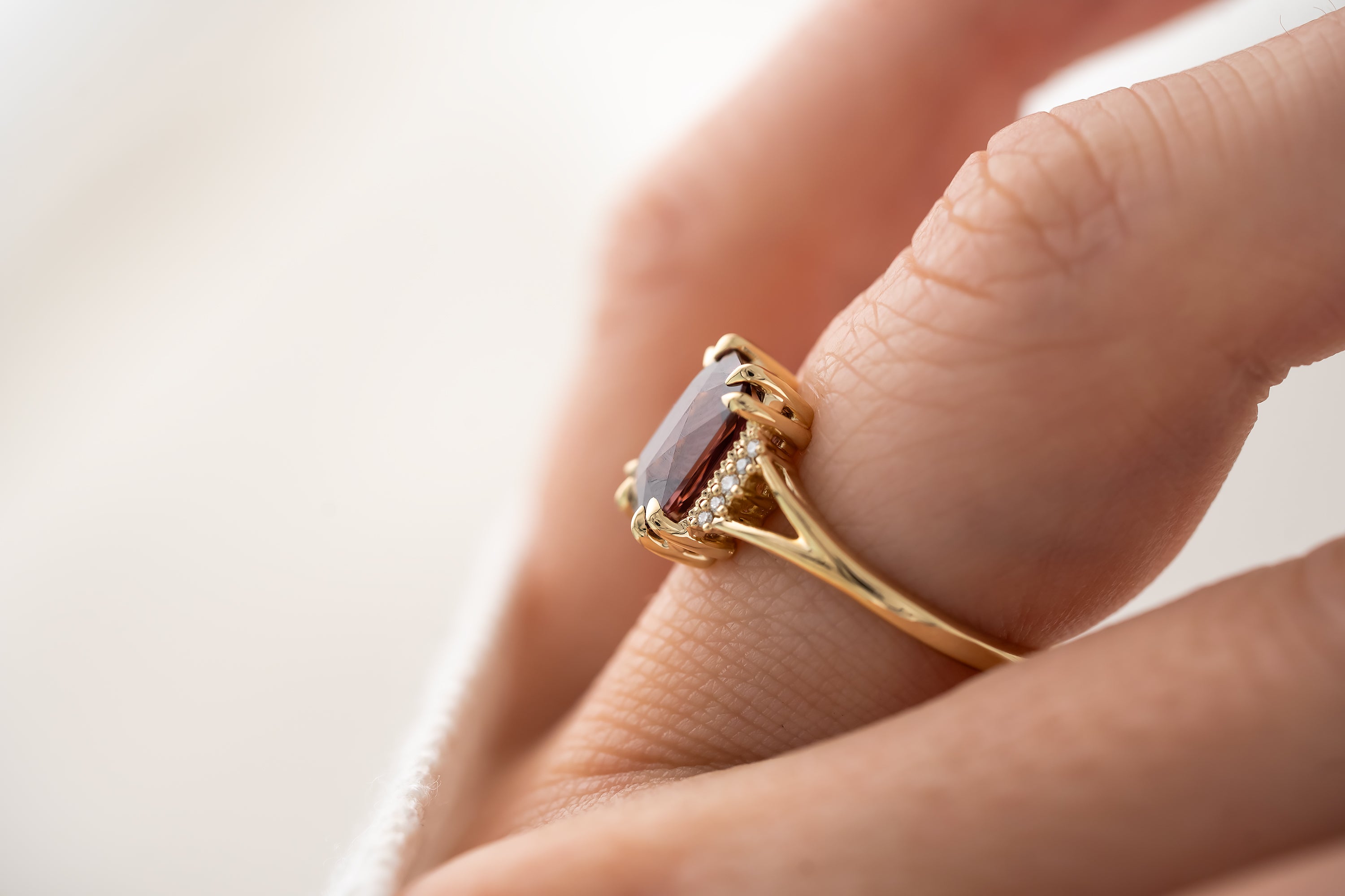 The Serendipity Ring | 2.99 CT Radiant Red Zircon - Lavender Creek Gems