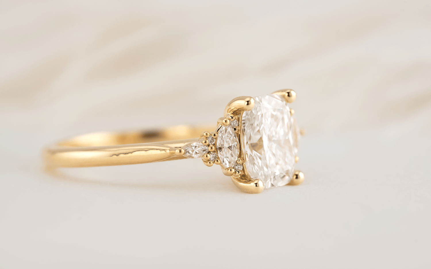 The Maeve Ring | Elongated Cushion Diamond - Lavender Creek Gems