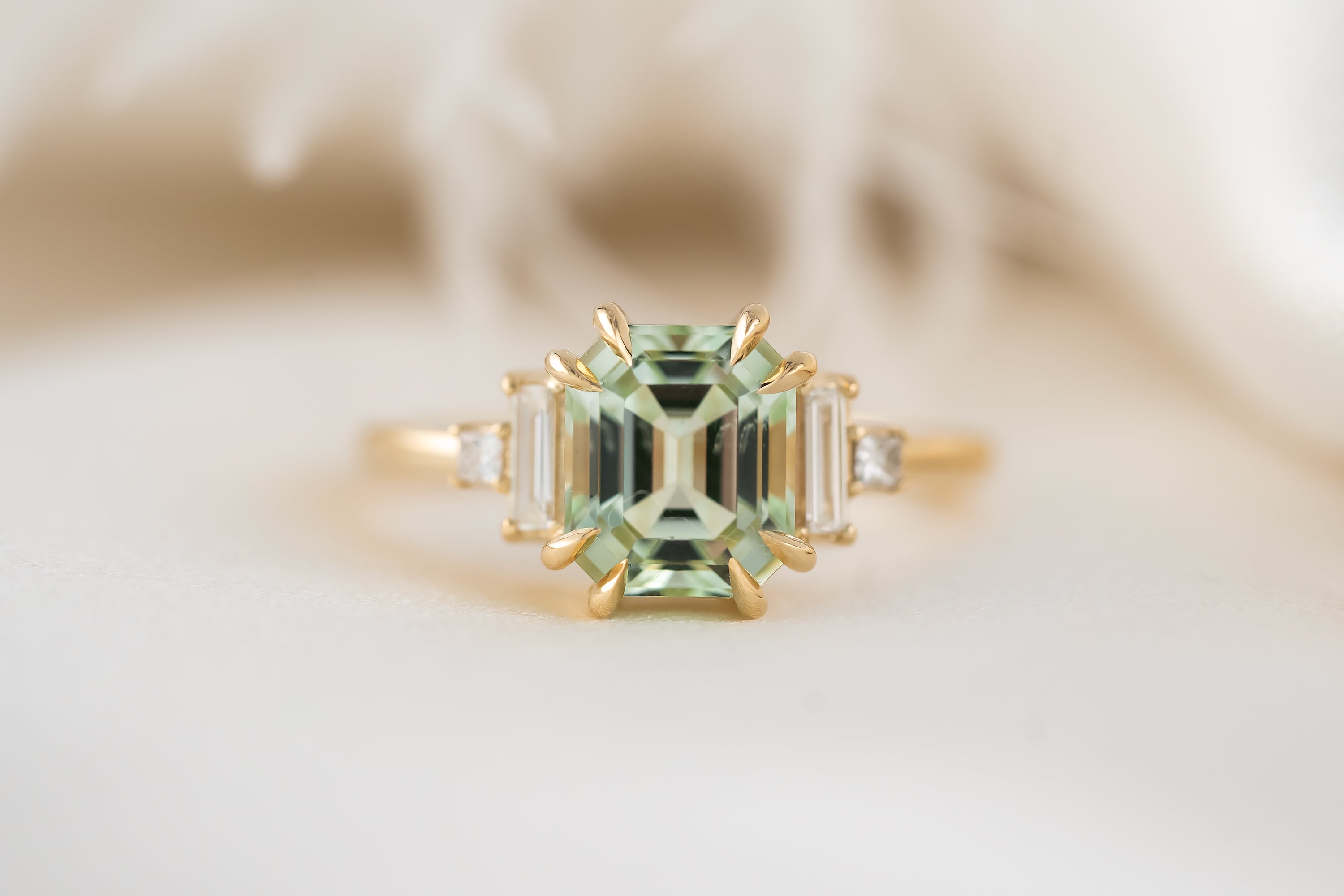The Mira Ring | 2.44 CT Emerald Cut Mint Green Tourmaline - Lavender Creek Gems