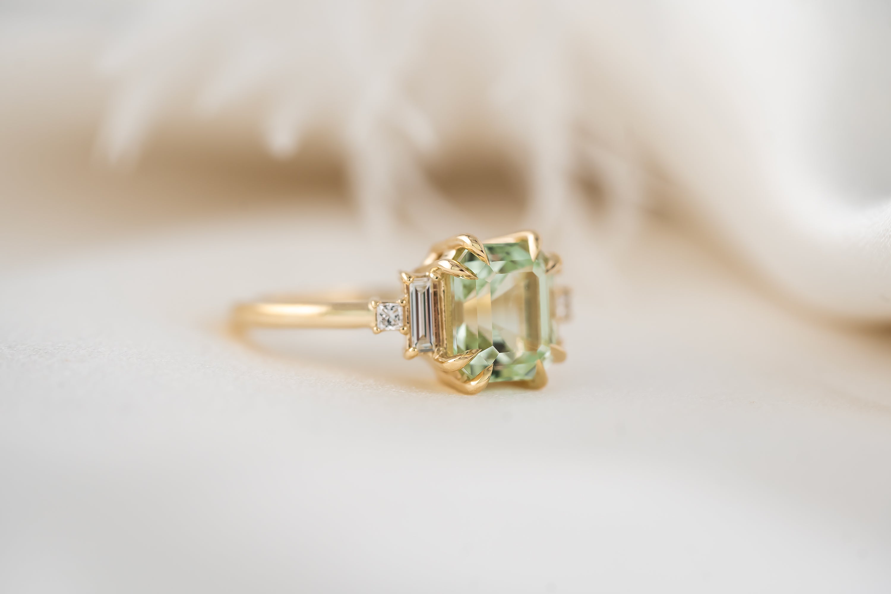 The Mira Ring | 2.44 CT Emerald Cut Mint Green Tourmaline - Lavender Creek Gems
