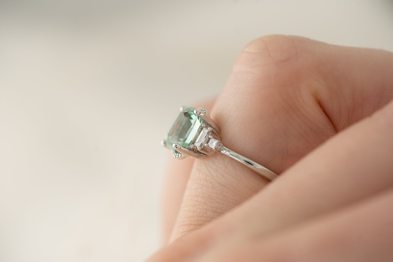 The Sura 2.4 CT Cushion Lagoon Blue Tourmaline Ring - Lavender Creek Gems