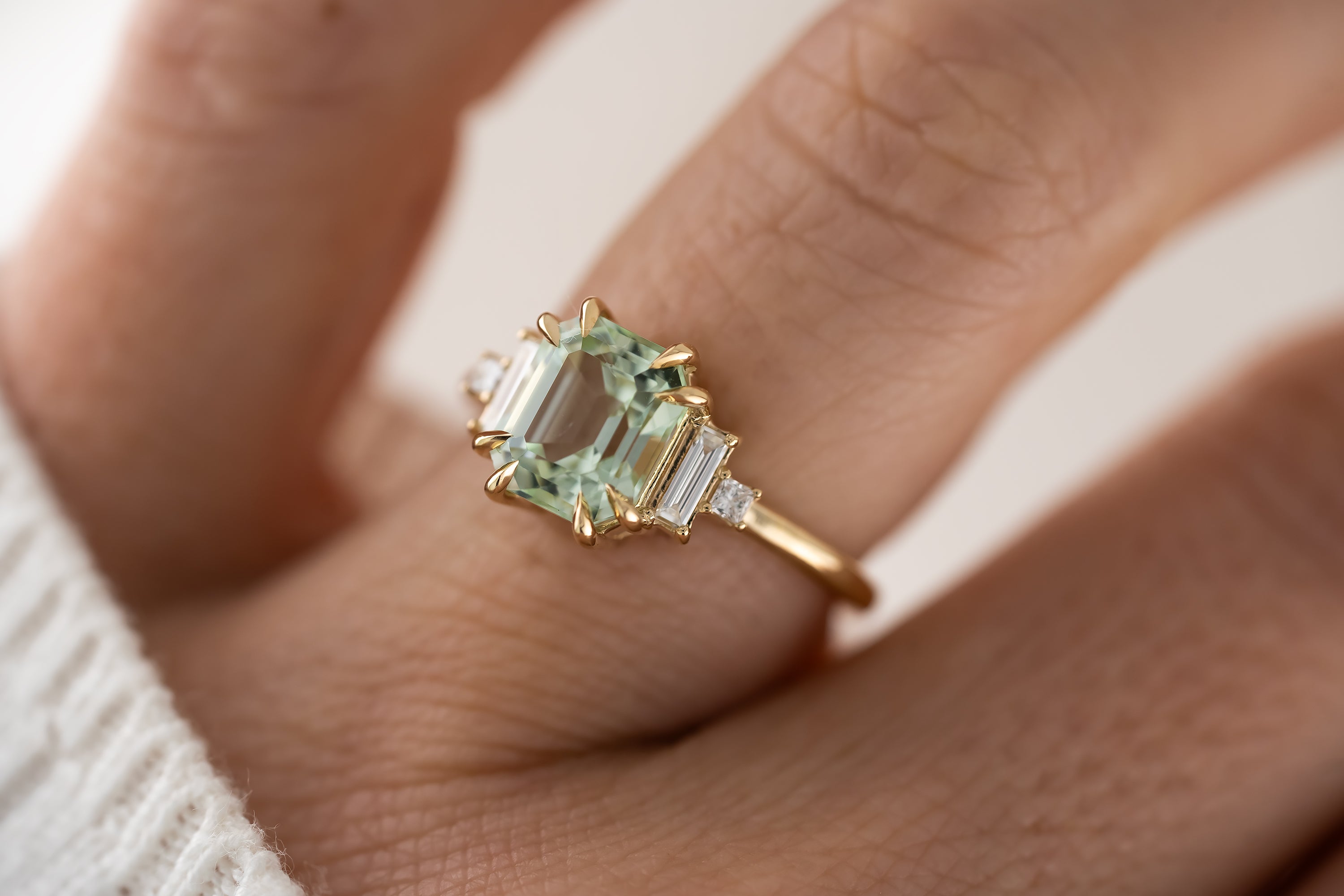 The Mira Ring | 2.44 CT Emerald Cut Mint Green Tourmaline - Lavender Creek Gems