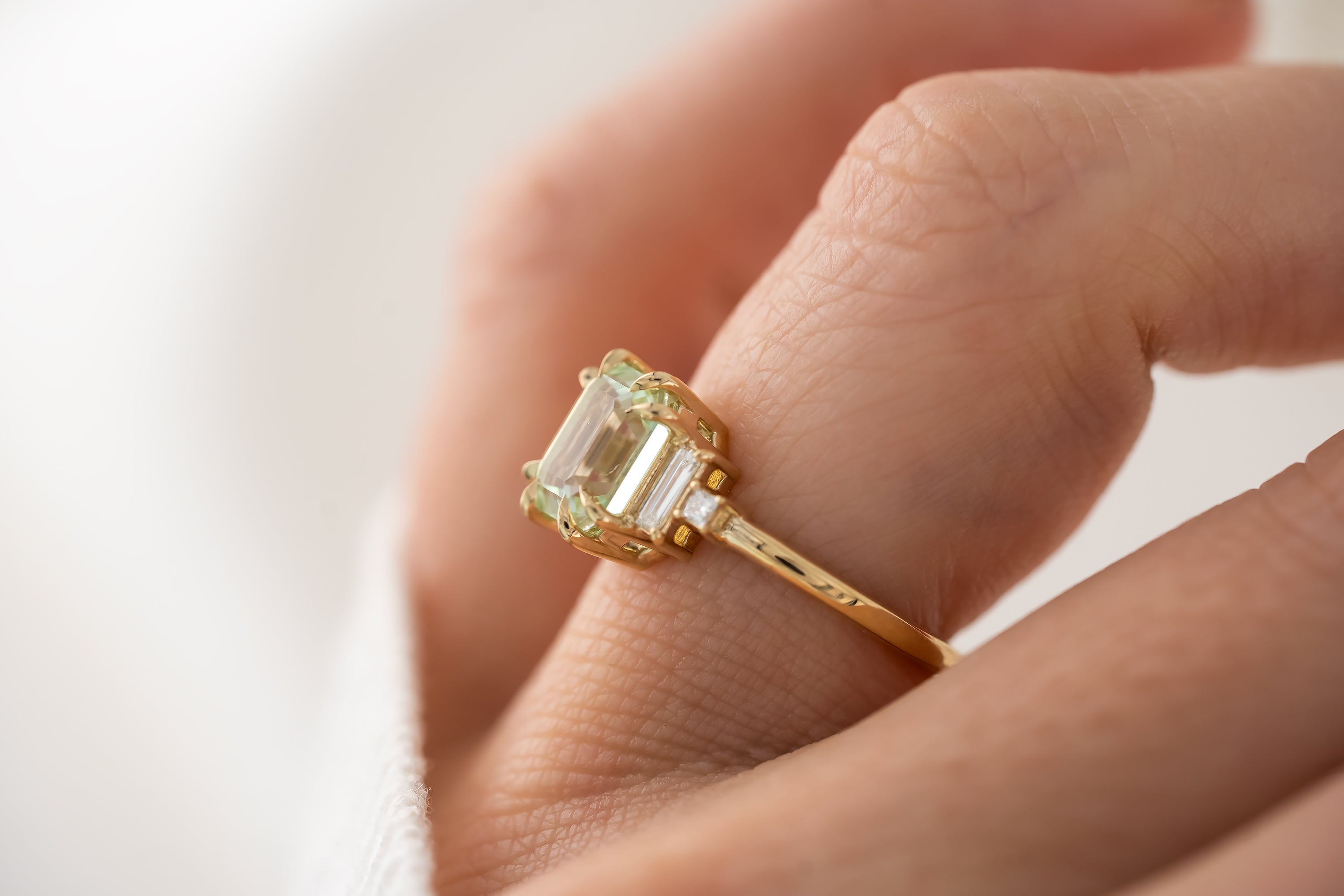 The Mira Ring | 2.44 CT Emerald Cut Mint Green Tourmaline - Lavender Creek Gems