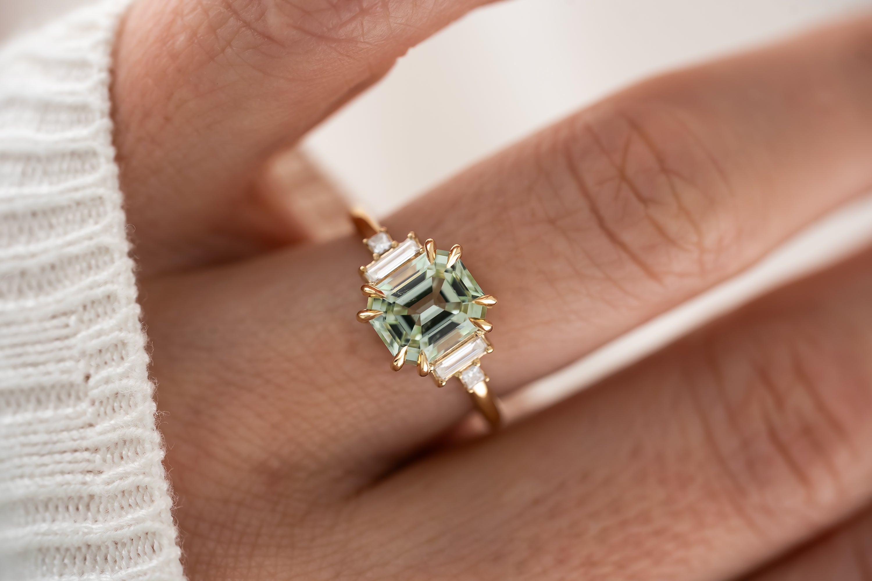 The Mira Ring | 2.44 CT Emerald Cut Mint Green Tourmaline - Lavender Creek Gems