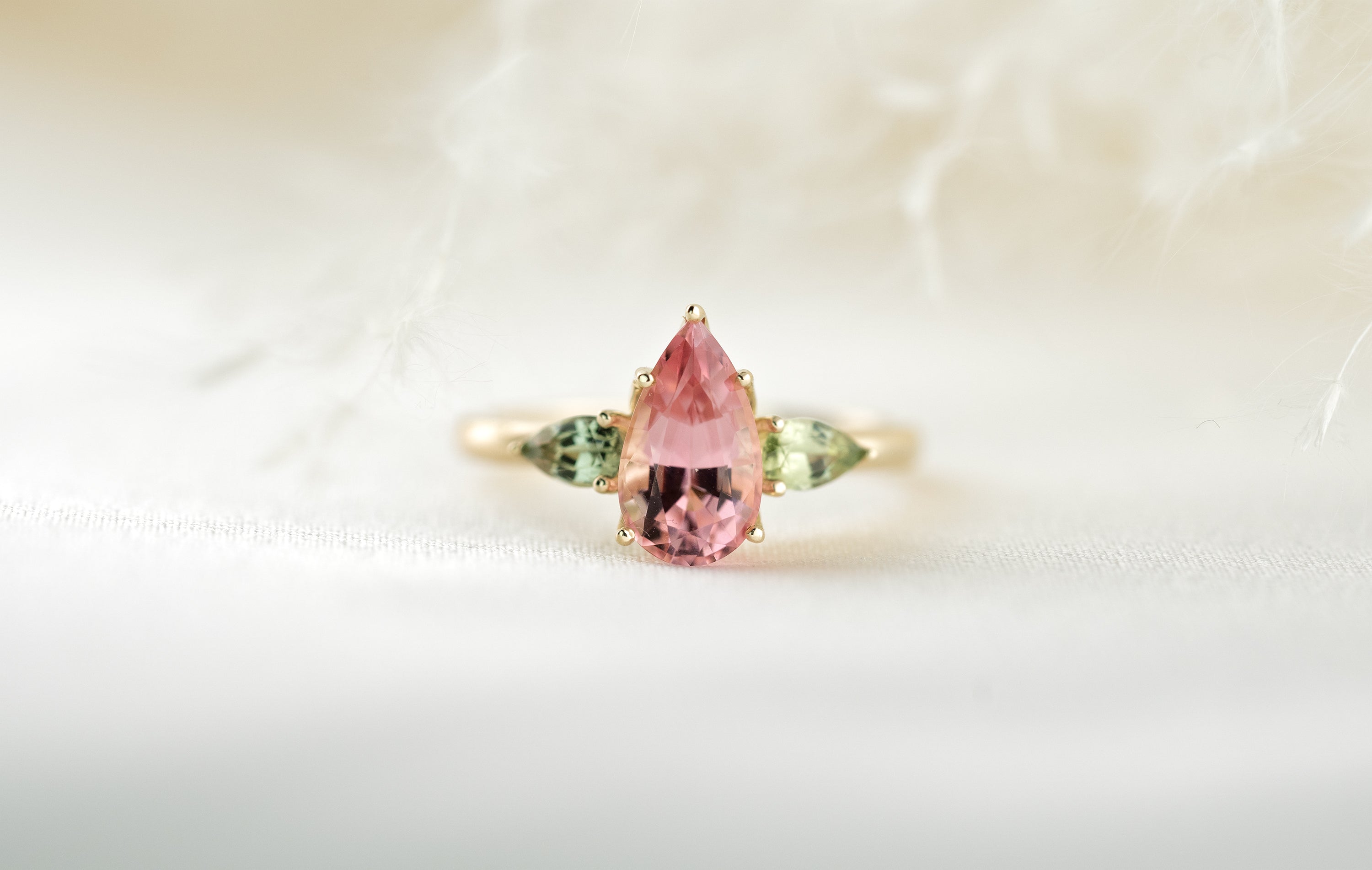 The Garden Ring - Pear Pink Tourmaline - Lavender Creek Gems