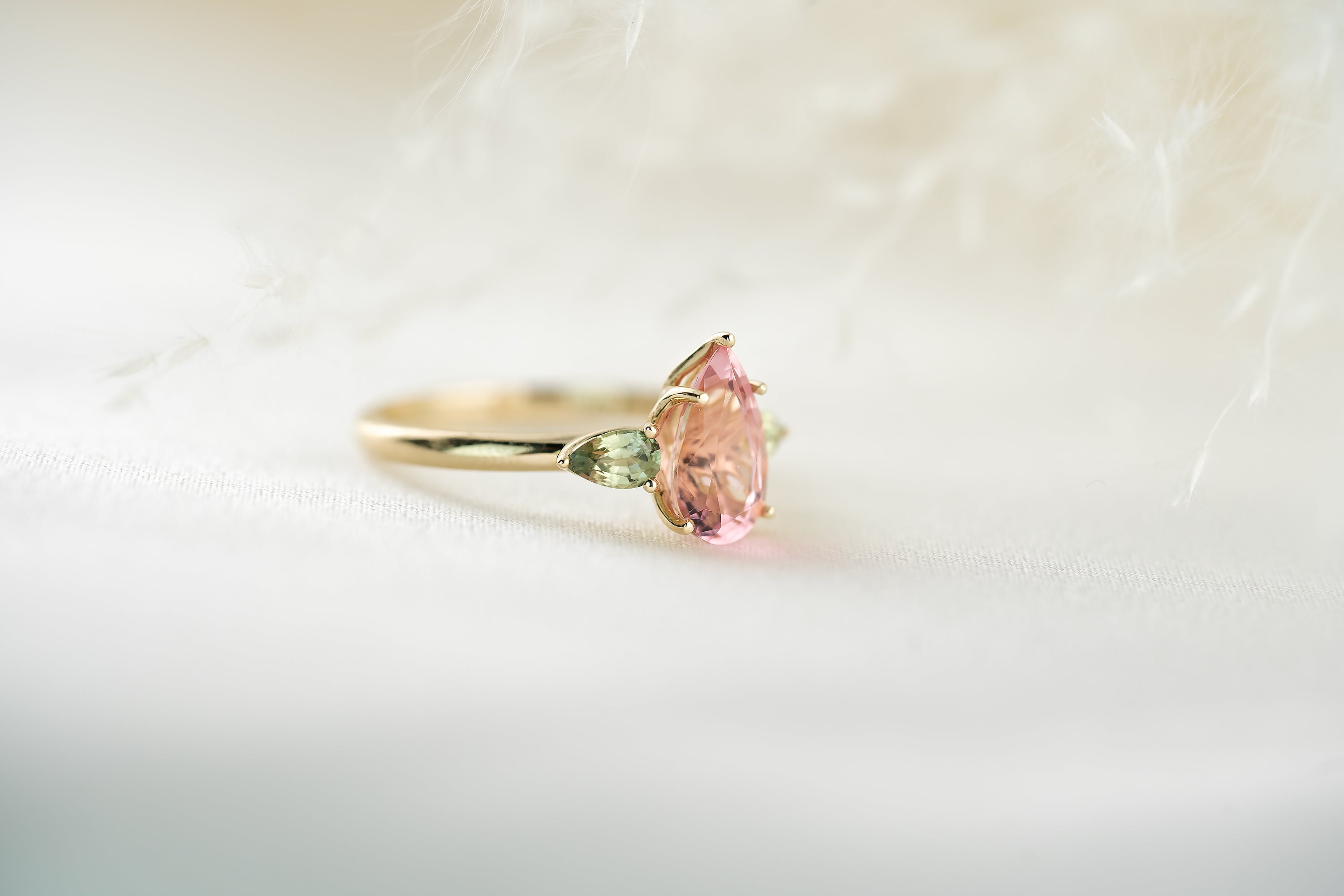 The Garden Ring - Pear Pink Tourmaline - Lavender Creek Gems