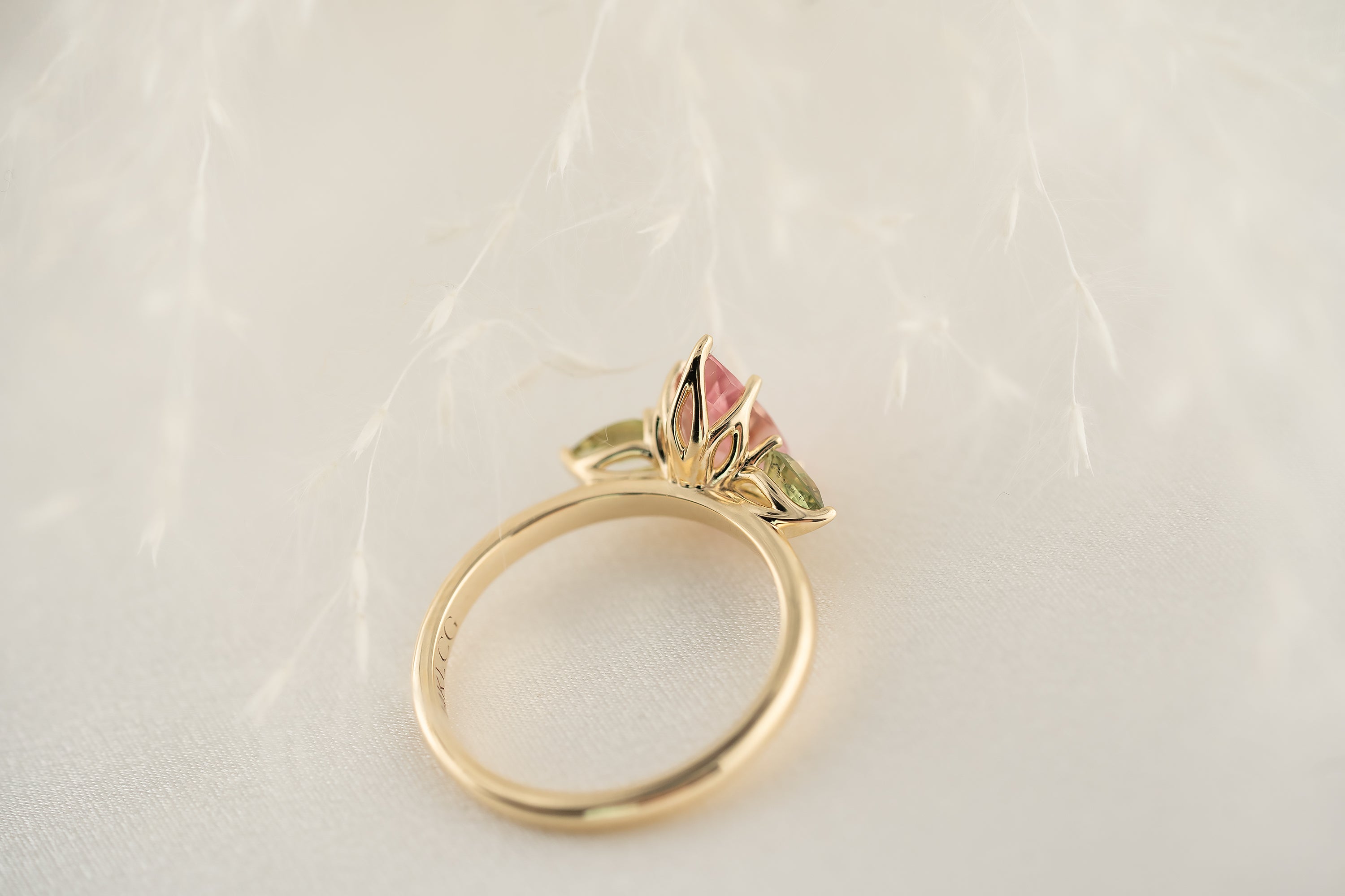 The Garden Ring - Pear Pink Tourmaline - Lavender Creek Gems