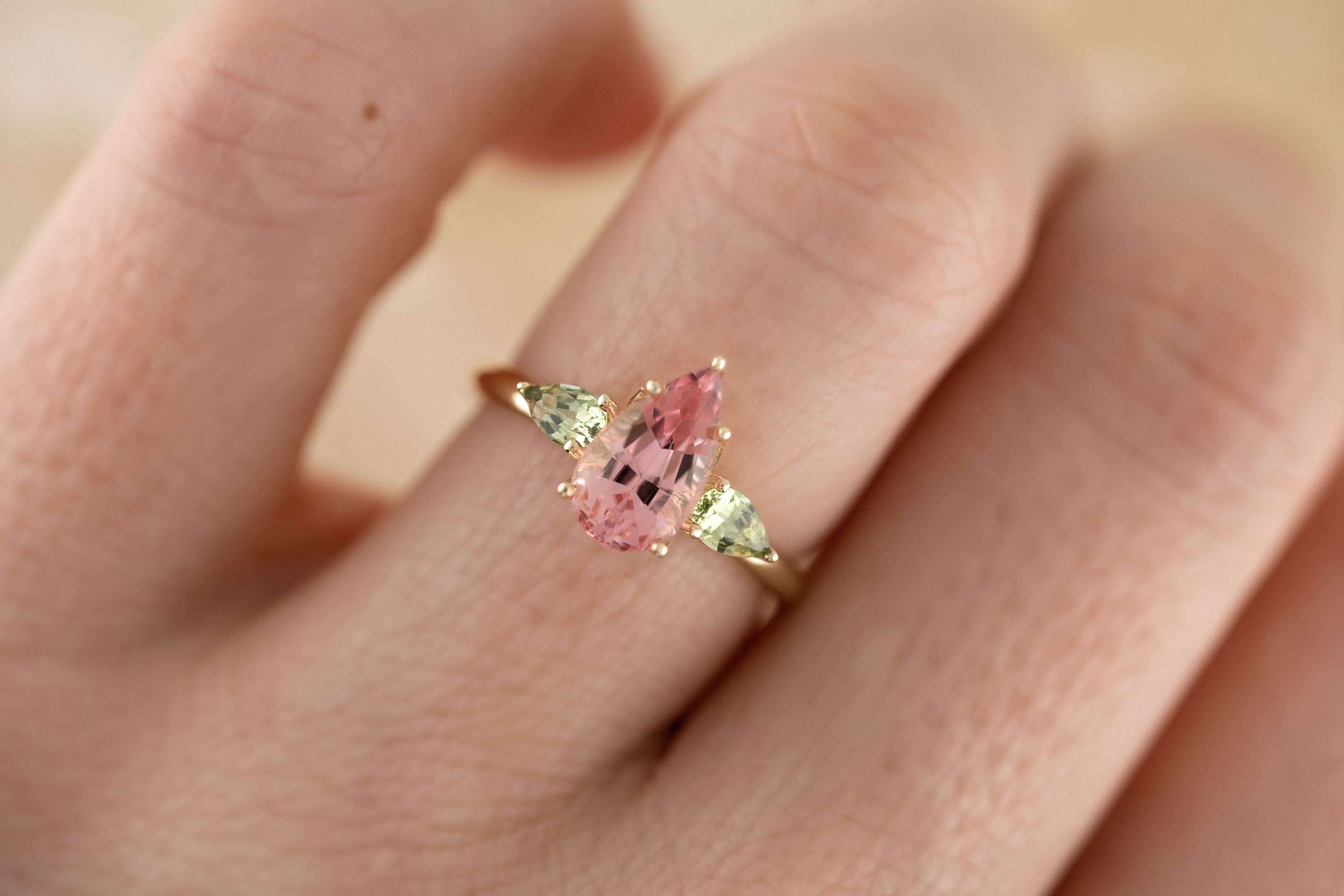 The Garden Ring - Pear Pink Tourmaline - Lavender Creek Gems