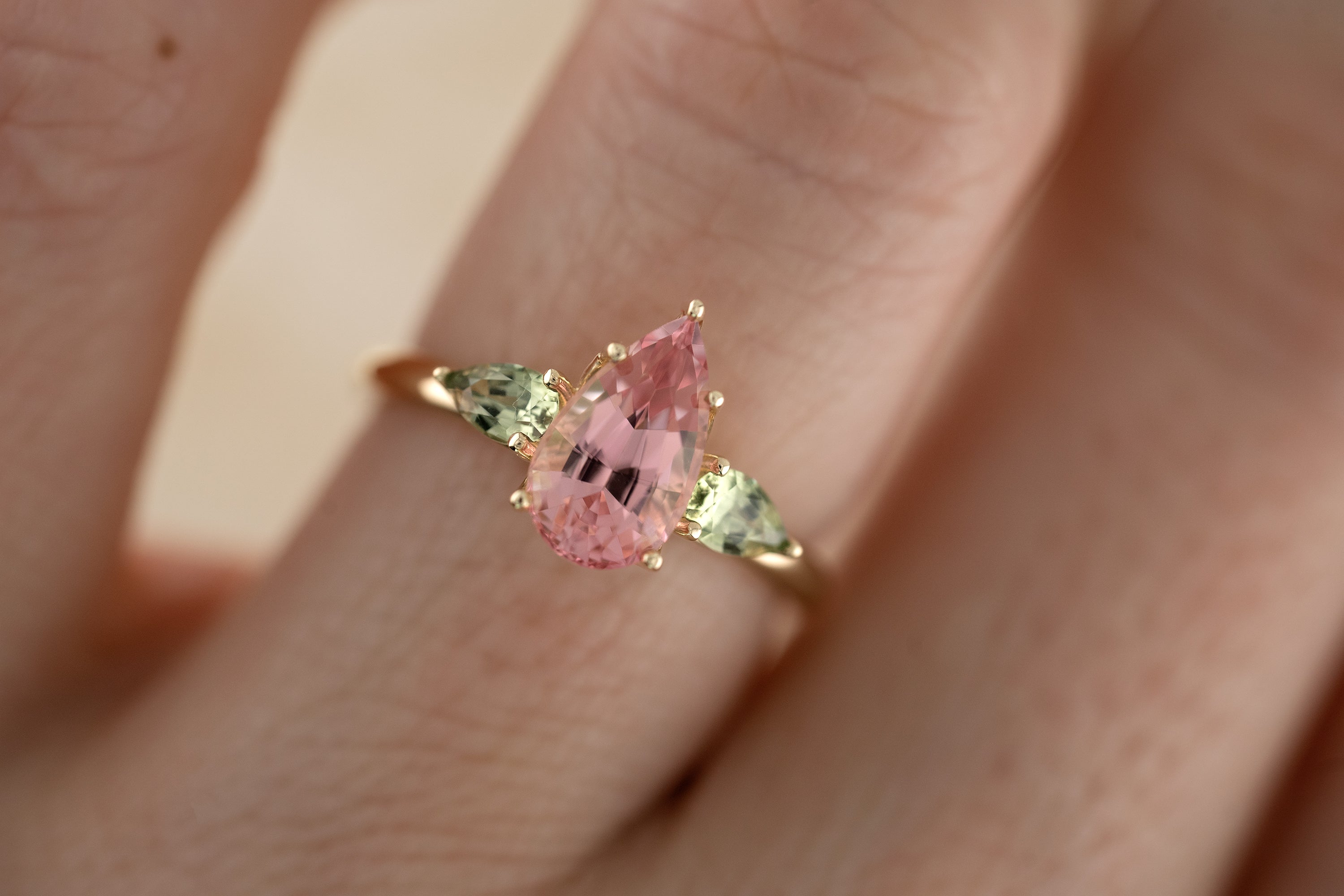 The Garden Ring - Pear Pink Tourmaline - Lavender Creek Gems