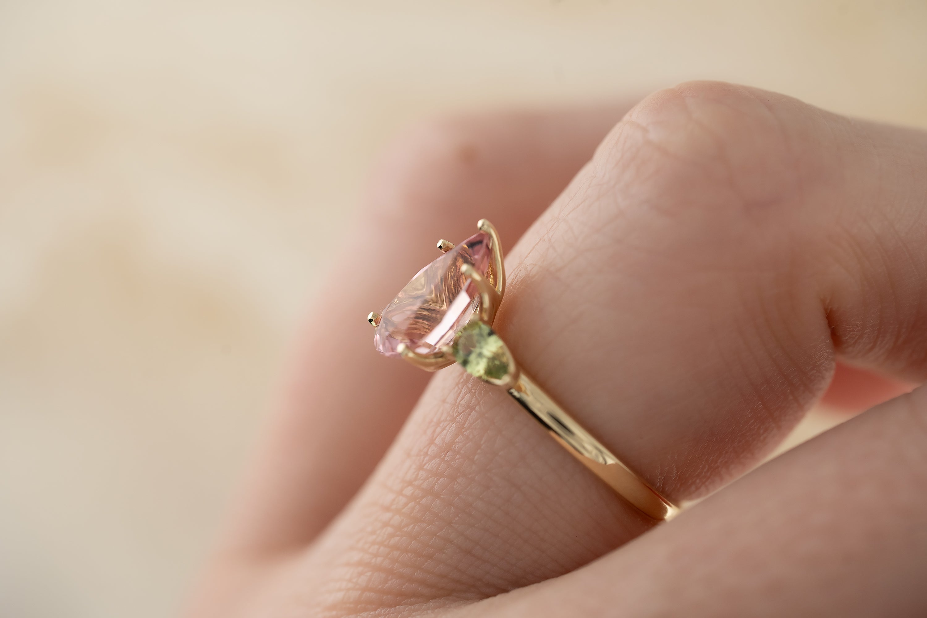 The Garden Ring - Pear Pink Tourmaline - Lavender Creek Gems