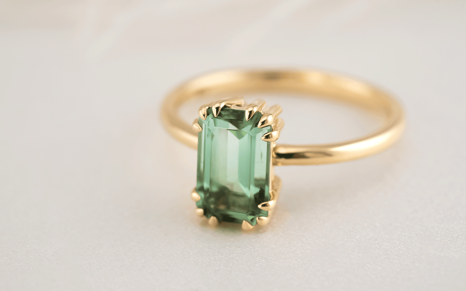 The Thalassa Ring | 1.87 CT Emerald Cut Lagoon Tourmaline - Lavender Creek Gems
