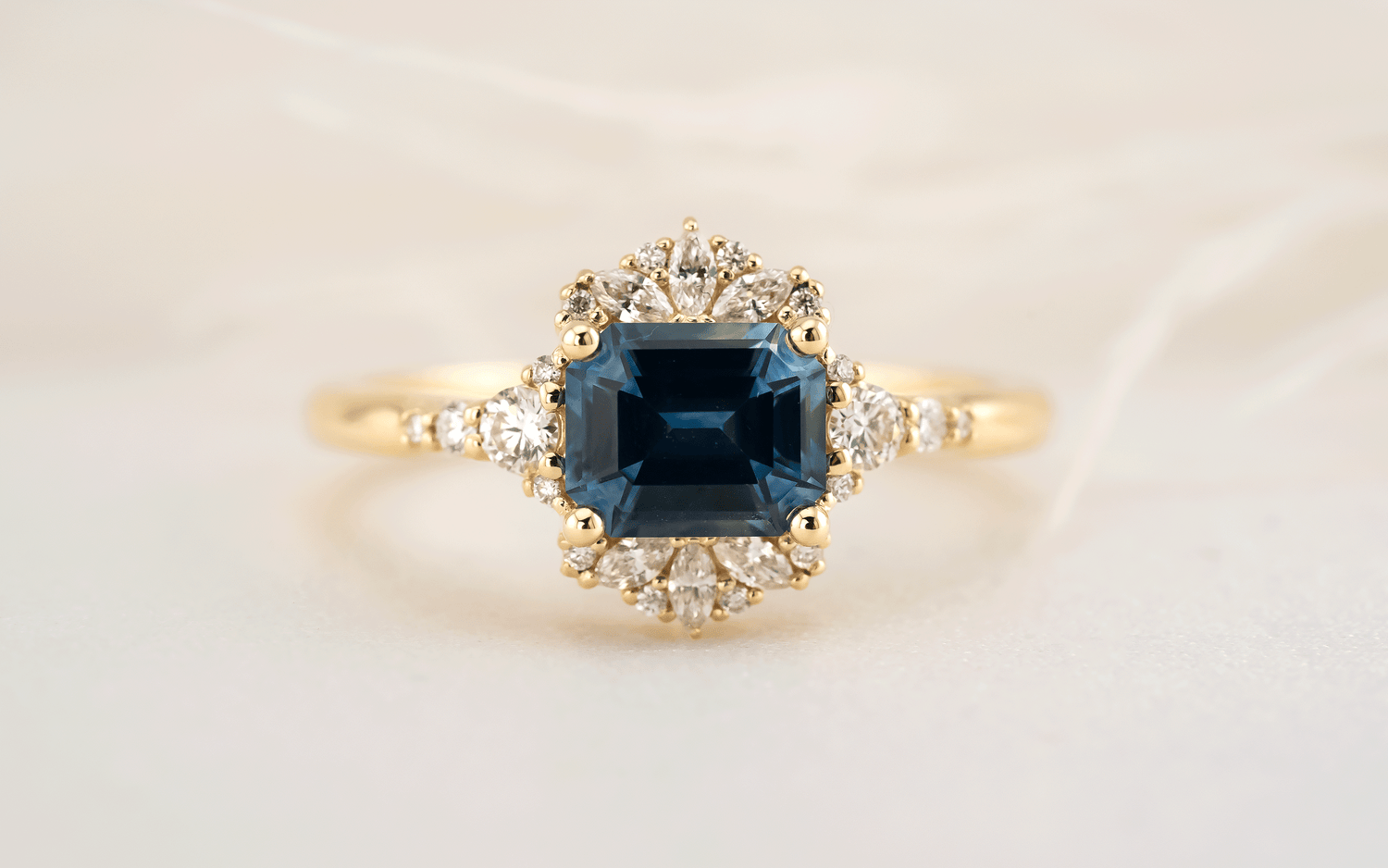 The Comtesse Ring | 1.38 CT Emerald Cut Montana Sapphire - Lavender Creek Gems