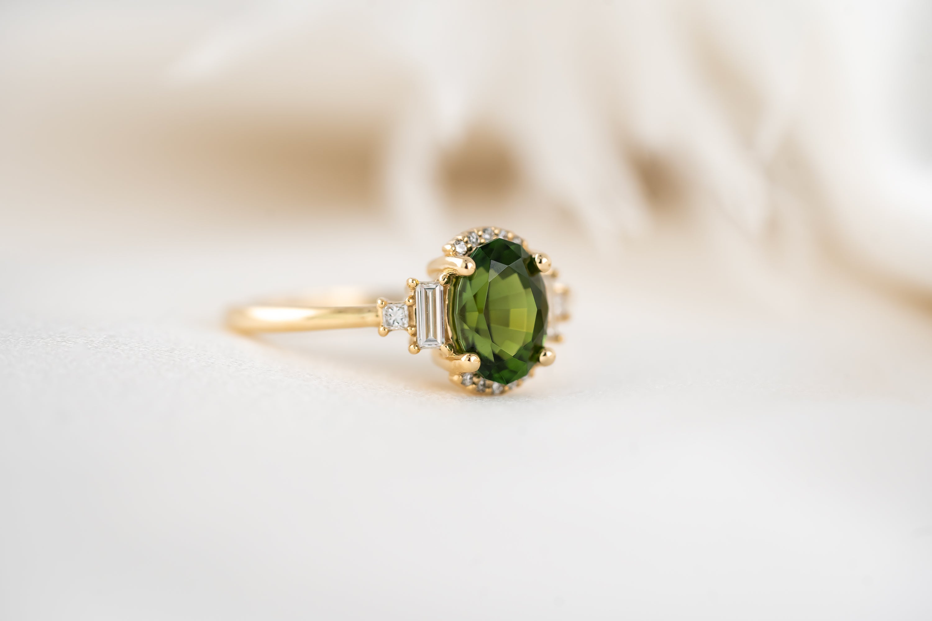 The Sura Ring | 1.38 CT Oval Deep Green Tourmaline - Lavender Creek Gems