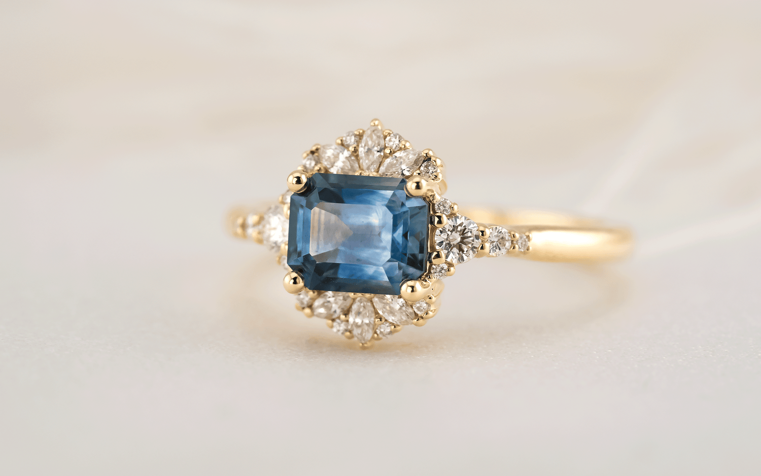 The Comtesse Ring | 1.38 CT Emerald Cut Montana Sapphire - Lavender Creek Gems