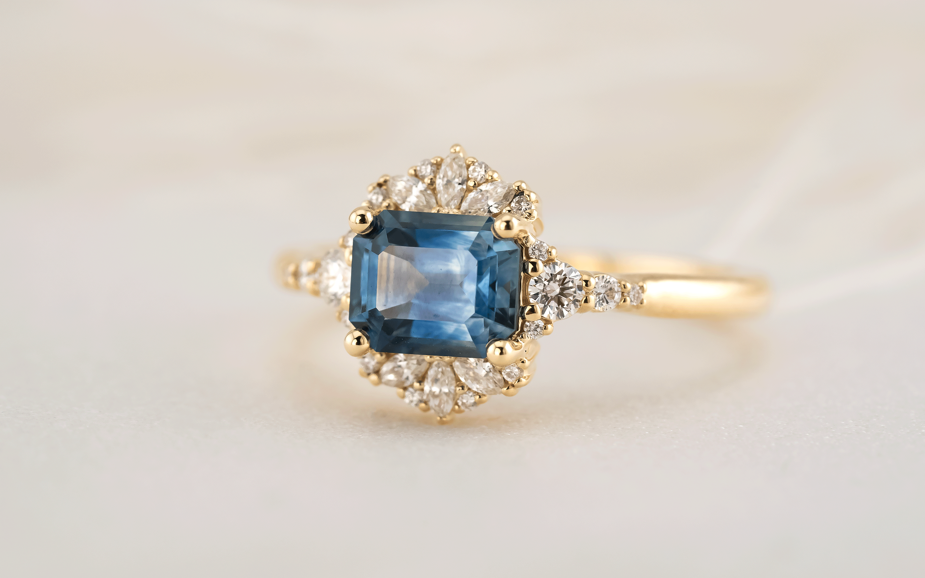The Comtesse Ring | 1.38 CT Emerald Cut Montana Sapphire - Lavender Creek Gems