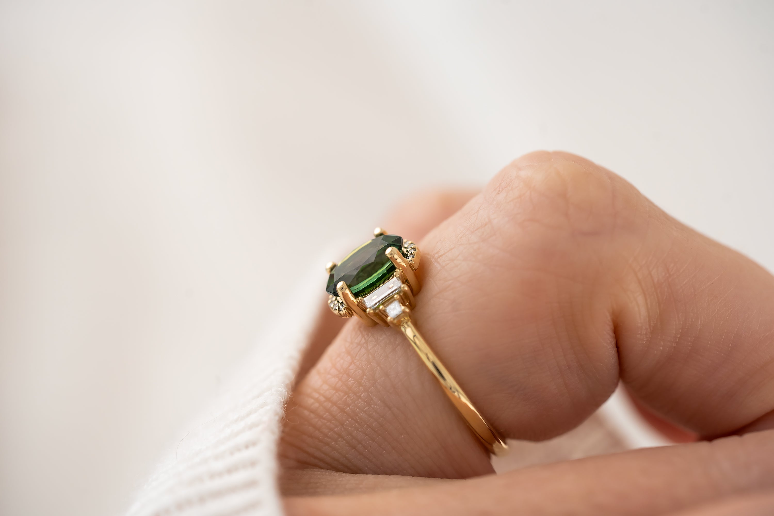 The Sura Ring | 1.38 CT Oval Deep Green Tourmaline - Lavender Creek Gems