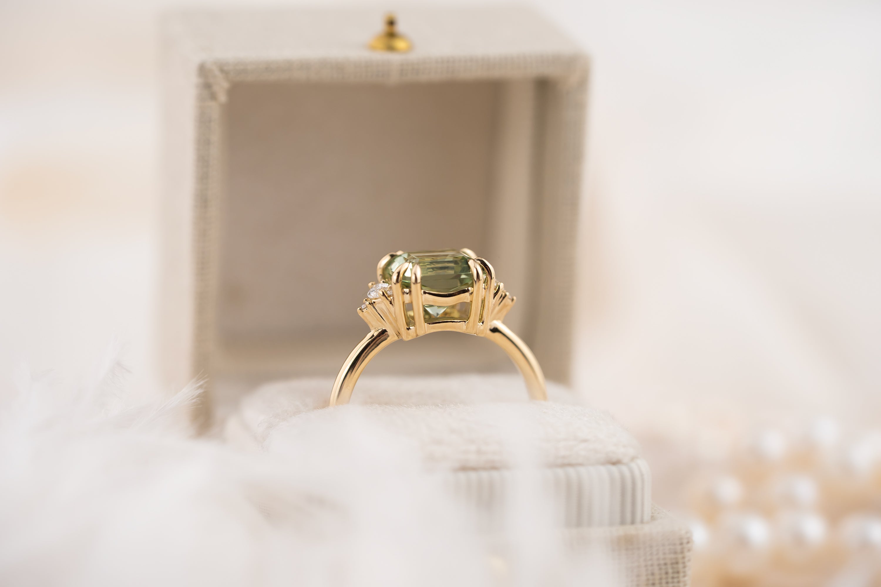 The Low Maren Ring | 2.72 CT Square Radiant Mint/Sage Green Tourmaline - Lavender Creek Gems